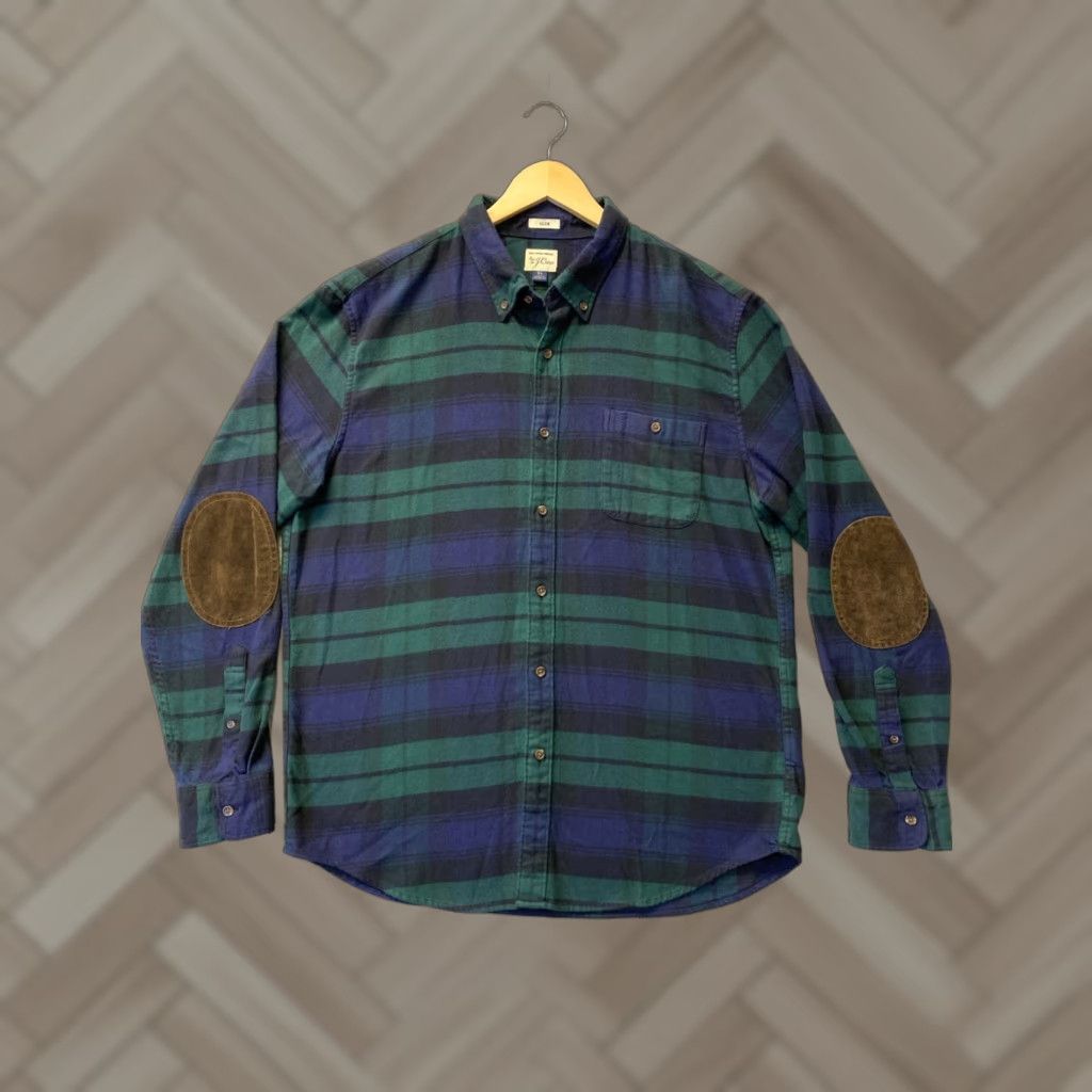 J.Crew J.Crew Slim Button-Down Shirt XL Men Plaid Green Blue Long Sleeve Button-Up Shirt Size US XL / EU 56 / 4 - 1 Thumbnail