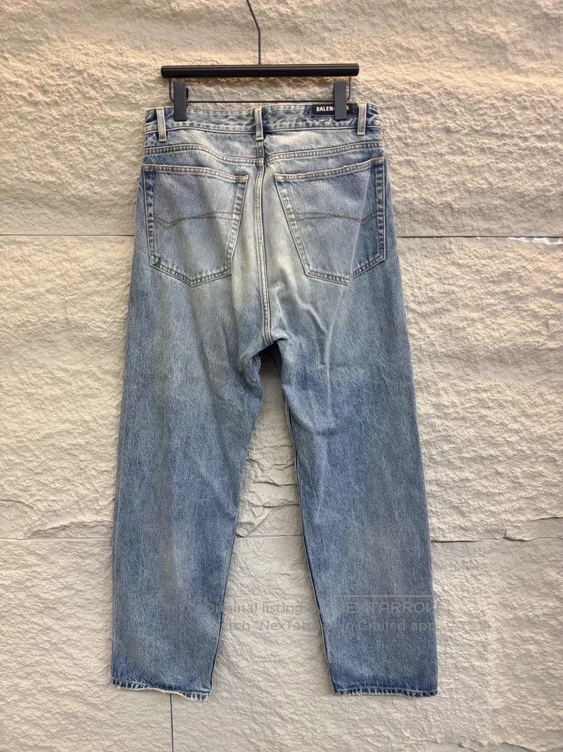 Balenciaga Balenciaga size S Ice Blue Washed Mid-Waist Denim Pants Size US 27 - 3 Thumbnail