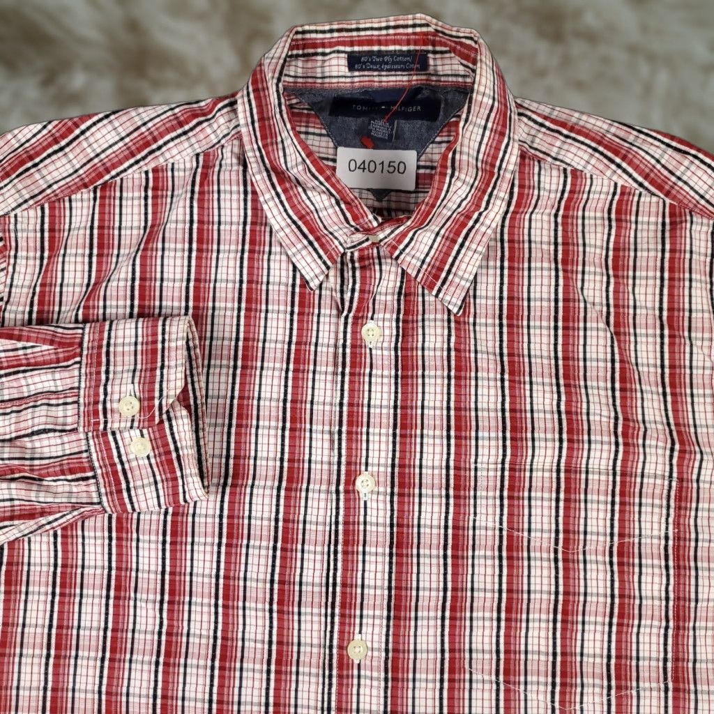 Tommy Hilfiger Tommy Hilfiger Shirt Mens Large Red Plaid Button Up Long Sleeve Casual Size US L / EU 52-54 / 3 - 1 Thumbnail