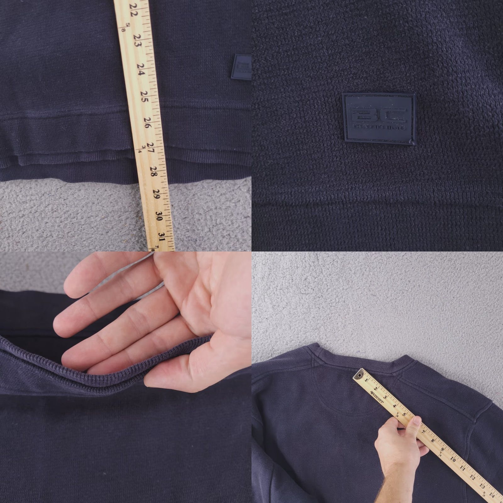 Vintage VINTAGE BC Clothing Sweatshirt Mens 2XL Black Heavyweight Pullover Crew Neck Thick Cuffs Wide 90s? (keep to rules) Size US XXL / EU 58 / 5 - 8 Thumbnail