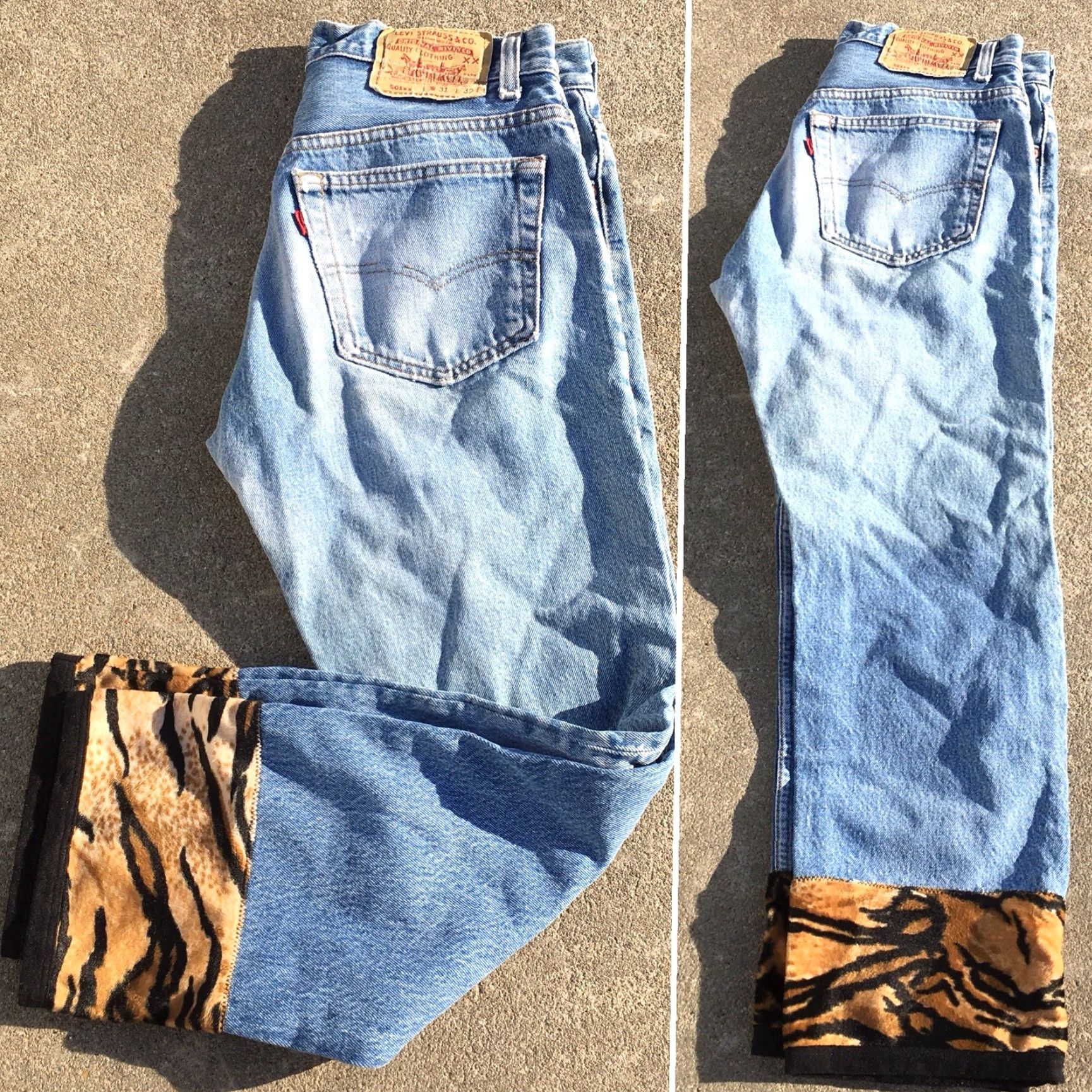 Levi's VINTAGE Levi's 501 Jeans Animal Print End Of Legs 30 Waist Made In USA 100% Cotton Blue Mens Jeans 90s 2000s Size 24" / US 00 / IT 34 - 6 Thumbnail