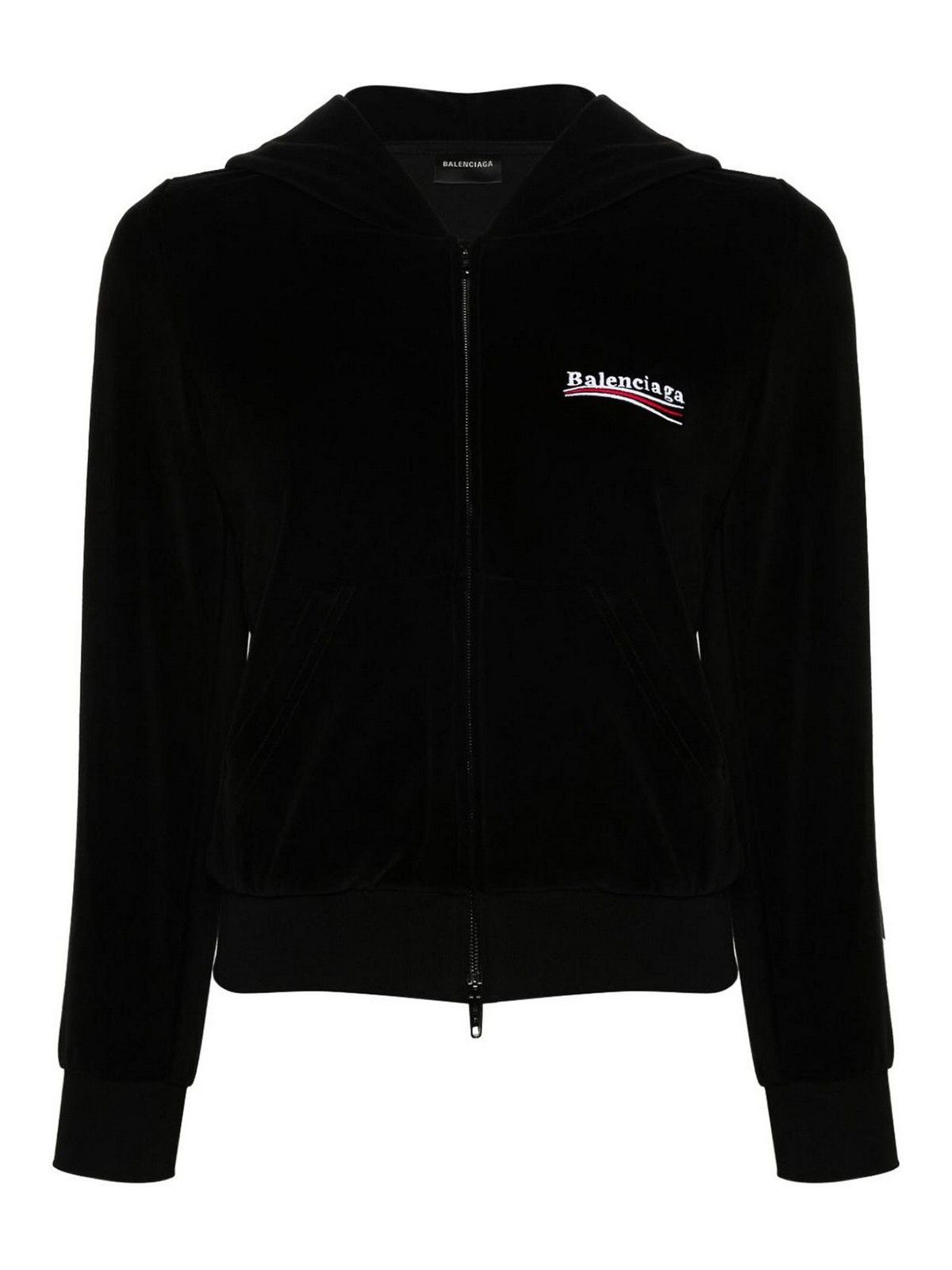 Balenciaga o1s1wg110226 Political Campaign Zip-Up Hoodie Fitted Black Size S / US 4 / IT 40 - 1 Thumbnail