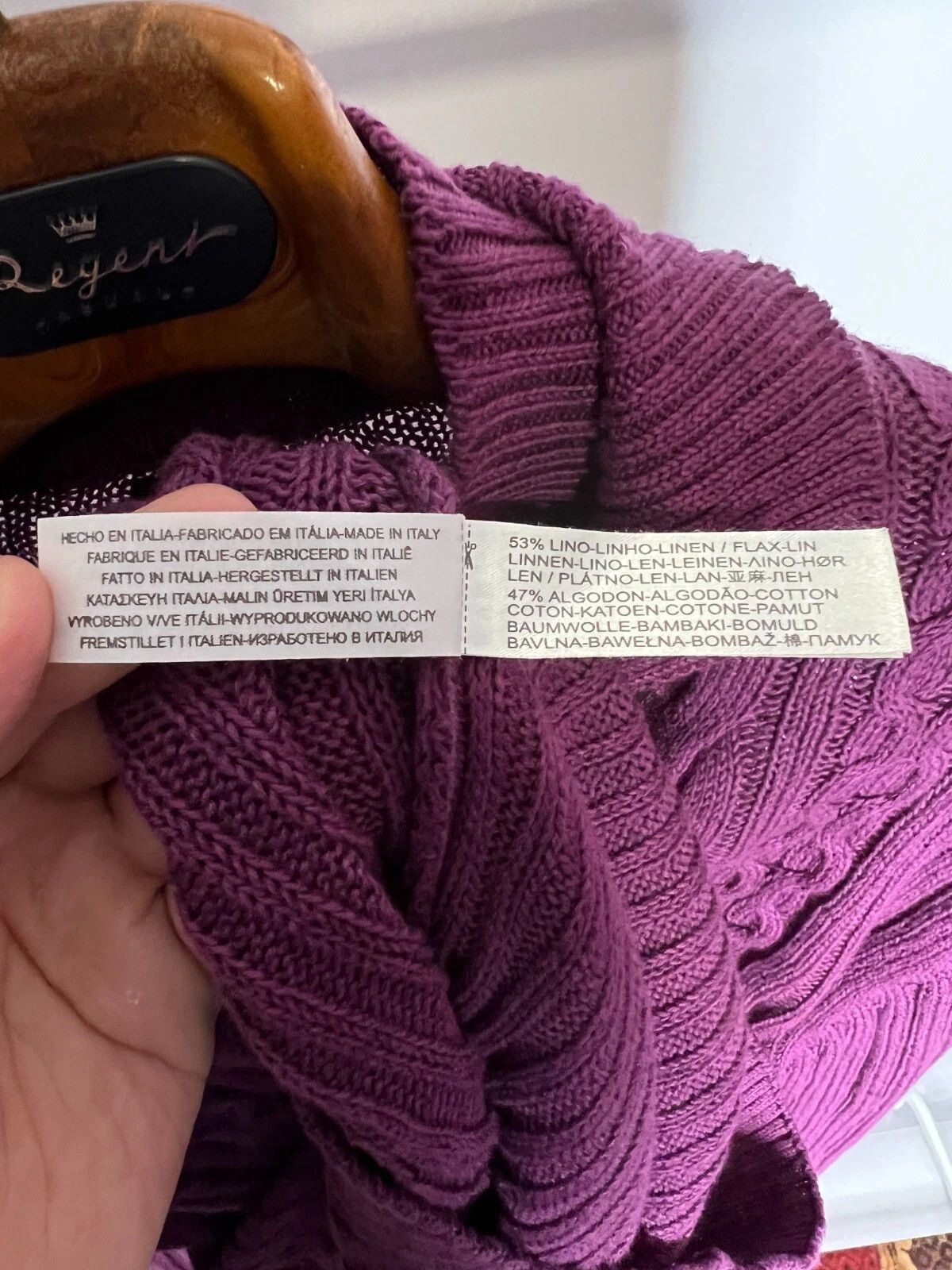 Massimo Dutti Massimo Dutti Purple Cable Knit Sweater XL Linen Cotton Size XL / US 12-14 / IT 48-50 - 14 Thumbnail