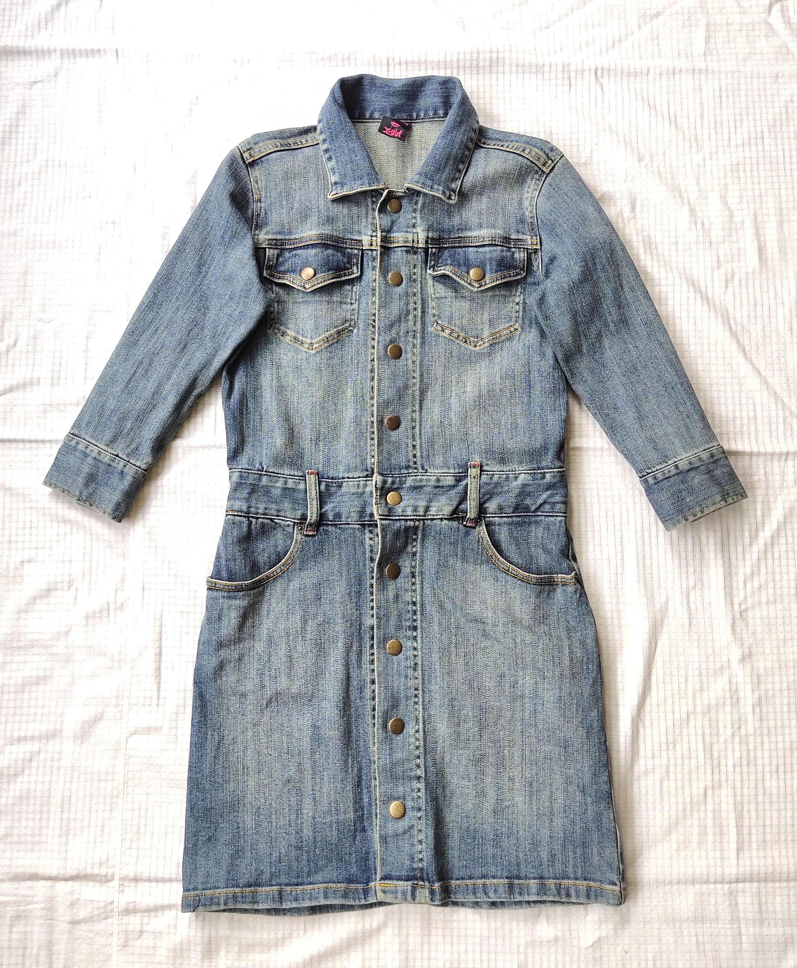 Japanese Brand × X-Girl (D34) X-Girl Japan Stretch Denim Short Dress 3/4 Sleeve Sz 1 Size S / US 4 / IT 40 - 1 Thumbnail