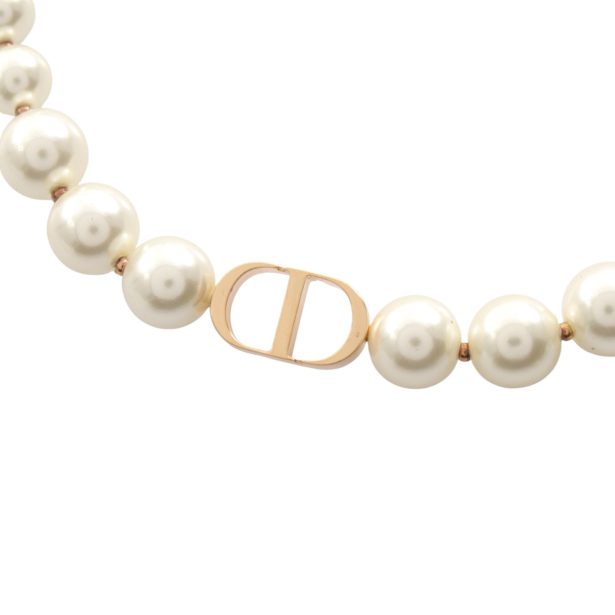 Dior Dior 30 Montaigne Necklace Choker Fake Pearl Gp Ivory Gold Size ONE SIZE - 1 Thumbnail