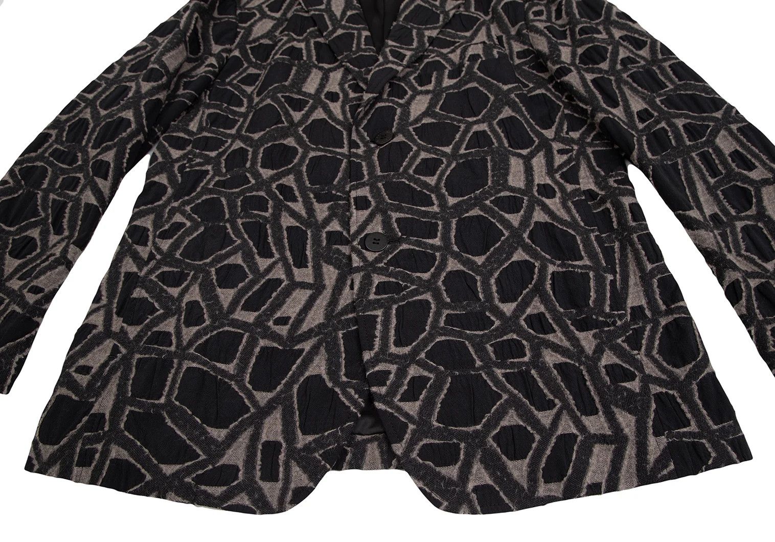 Issey Miyake Jacquard Design Jacket in Black Gray, Size 4 Size US XL / EU 56 / 4 - 10 Thumbnail