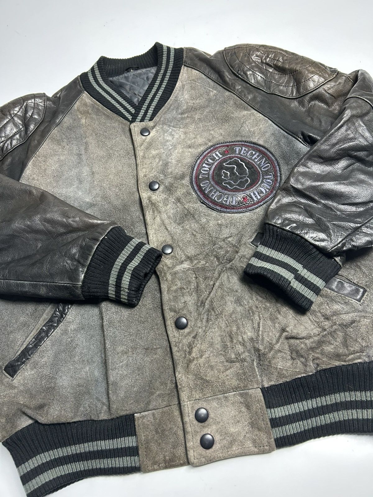 Japanese Brand VARSITY LEATHER JACKET TECHNO TOUCH Size US L / EU 52-54 / 3 - 2 Thumbnail
