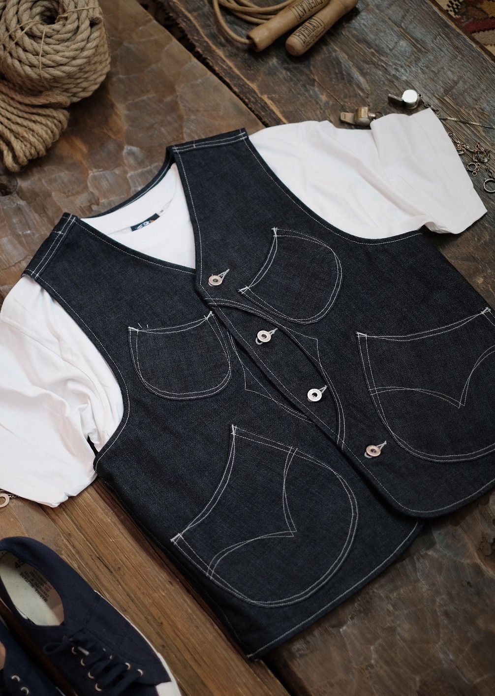 Japanese Brand Indigo Denim Vest Size US M / EU 48-50 / 2 - 3 Thumbnail