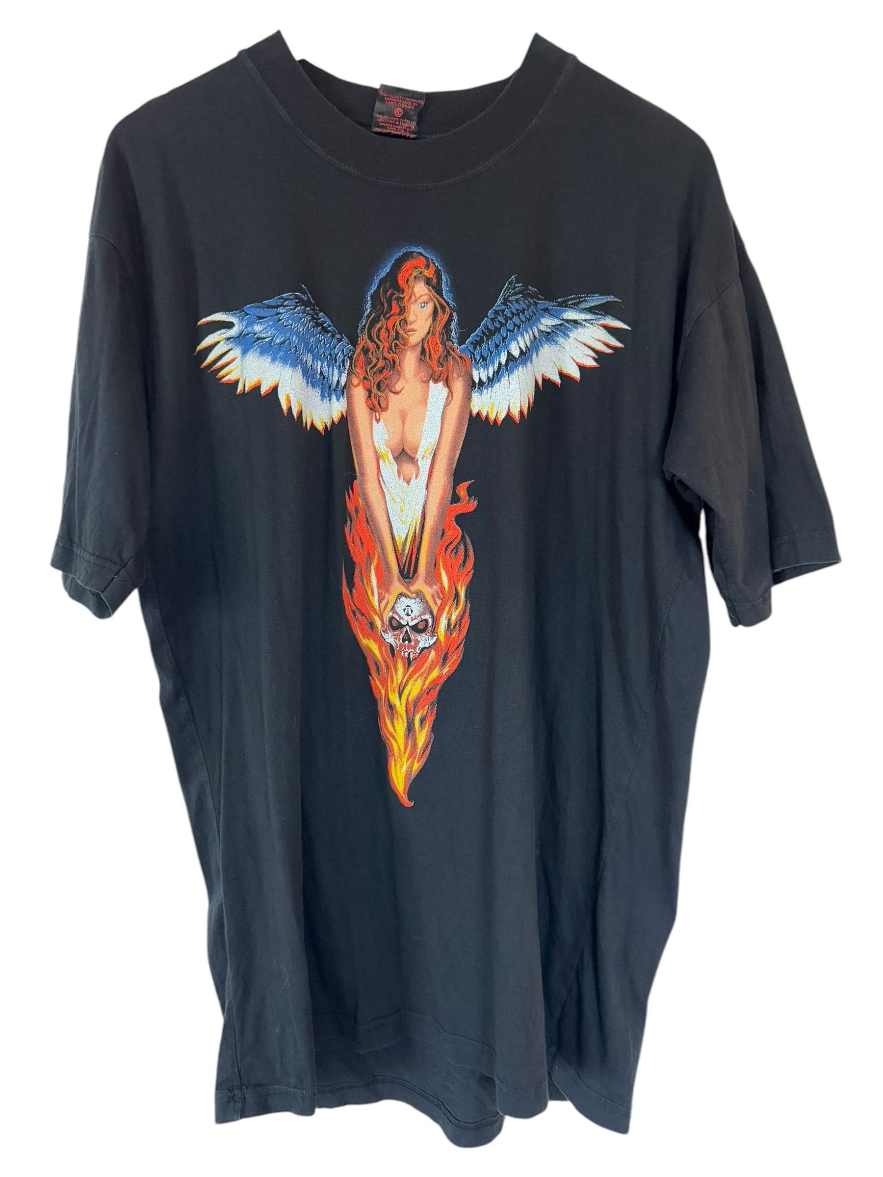 Vintage Vintage 1993 Carta Clothing Fallen Angel Pinup T-shirt Size US XL / EU 56 / 4 - 1 Thumbnail
