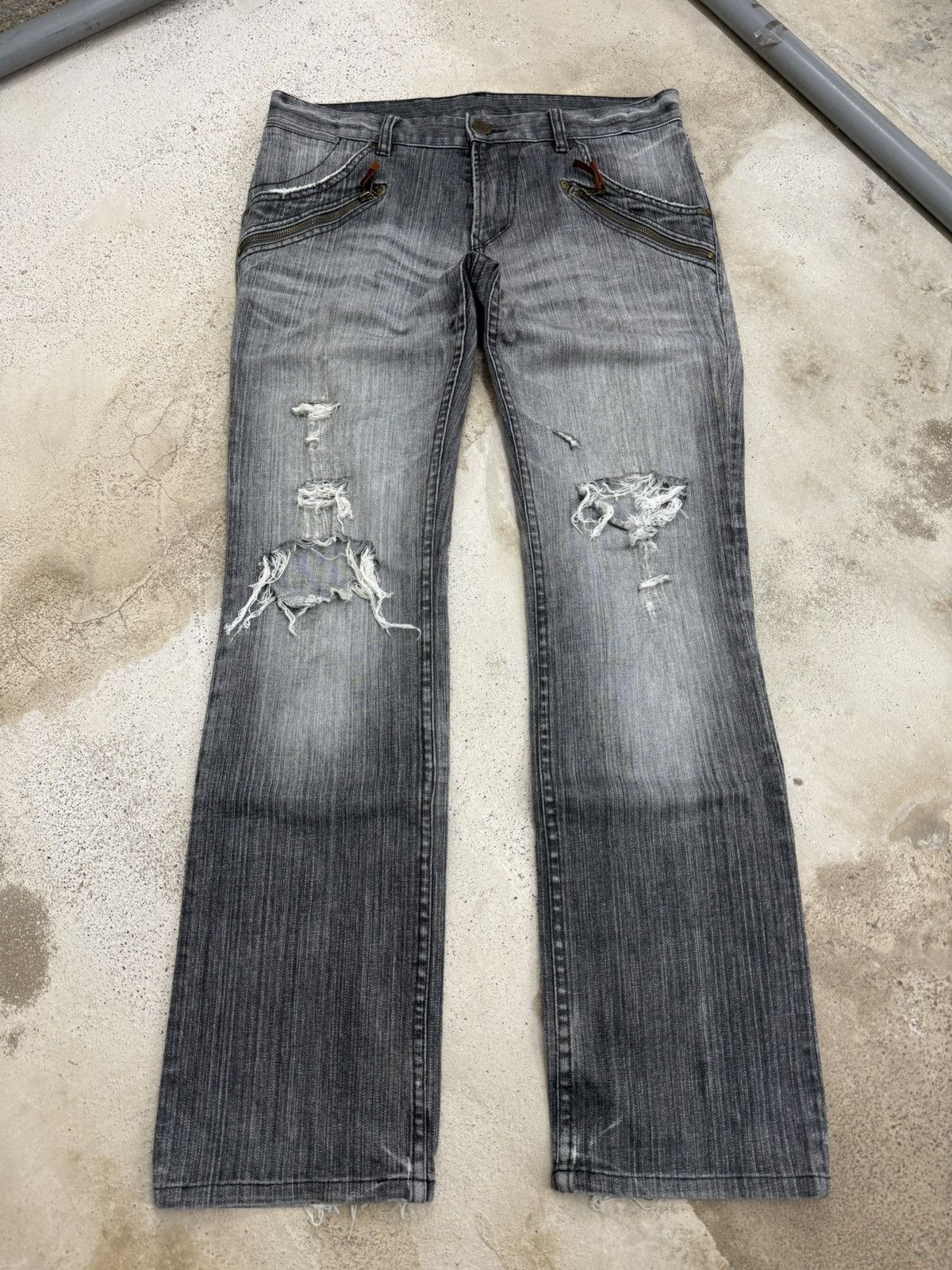 Nicole Club Monsieur Nicole 1974 Whisker Straight Leg Distressed Pants Size US 32 / EU 48 - 1 Thumbnail