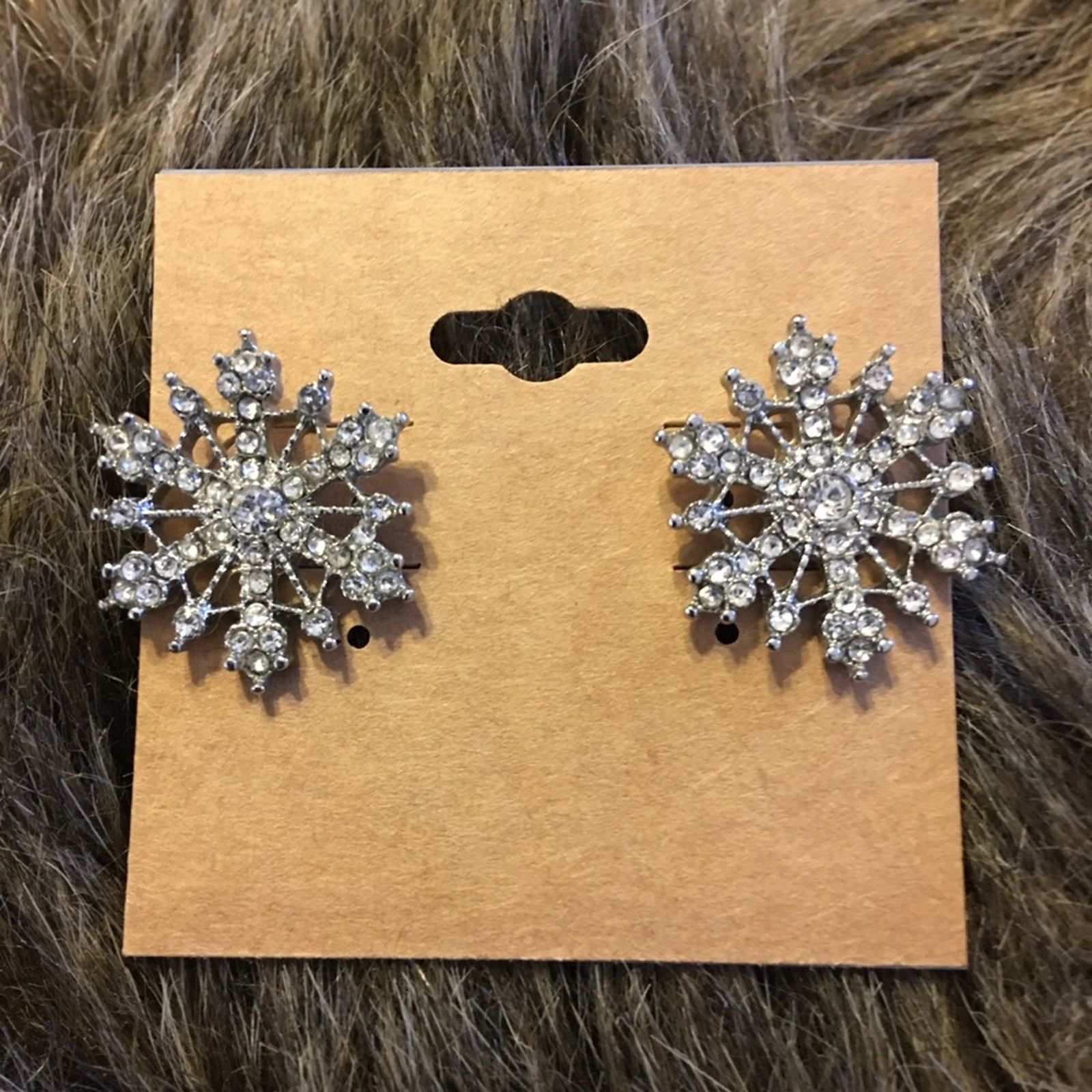 Vintage Vintage silver plate rhinestone snowflake earrings Size ONE SIZE - 2 Thumbnail