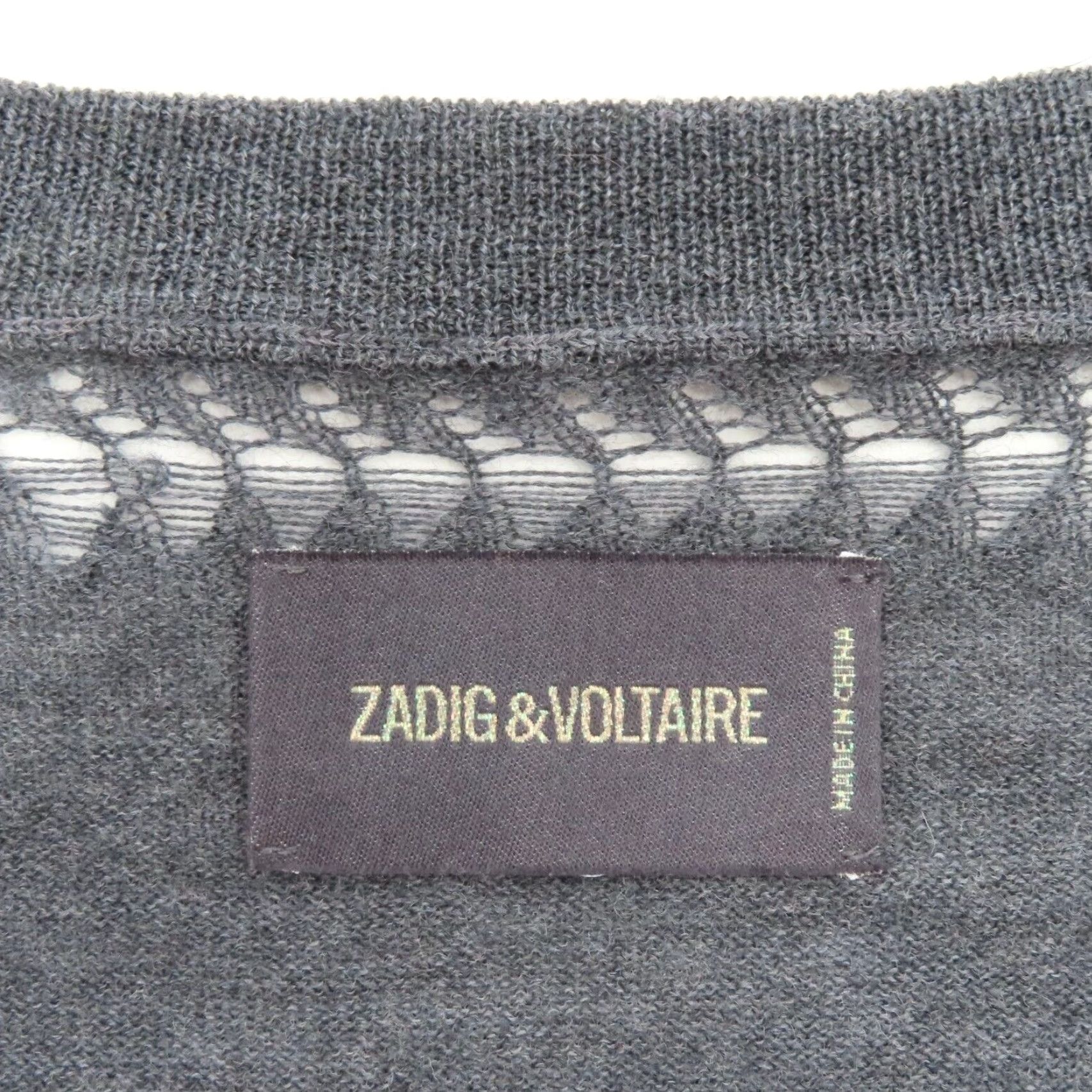 Zadig & Voltaire Zadig & Voltaire Women L Large PREPPY Merino Wool Blue Gray Scoop Neck Sweater Size L / US 10 / IT 46 - 7 Thumbnail