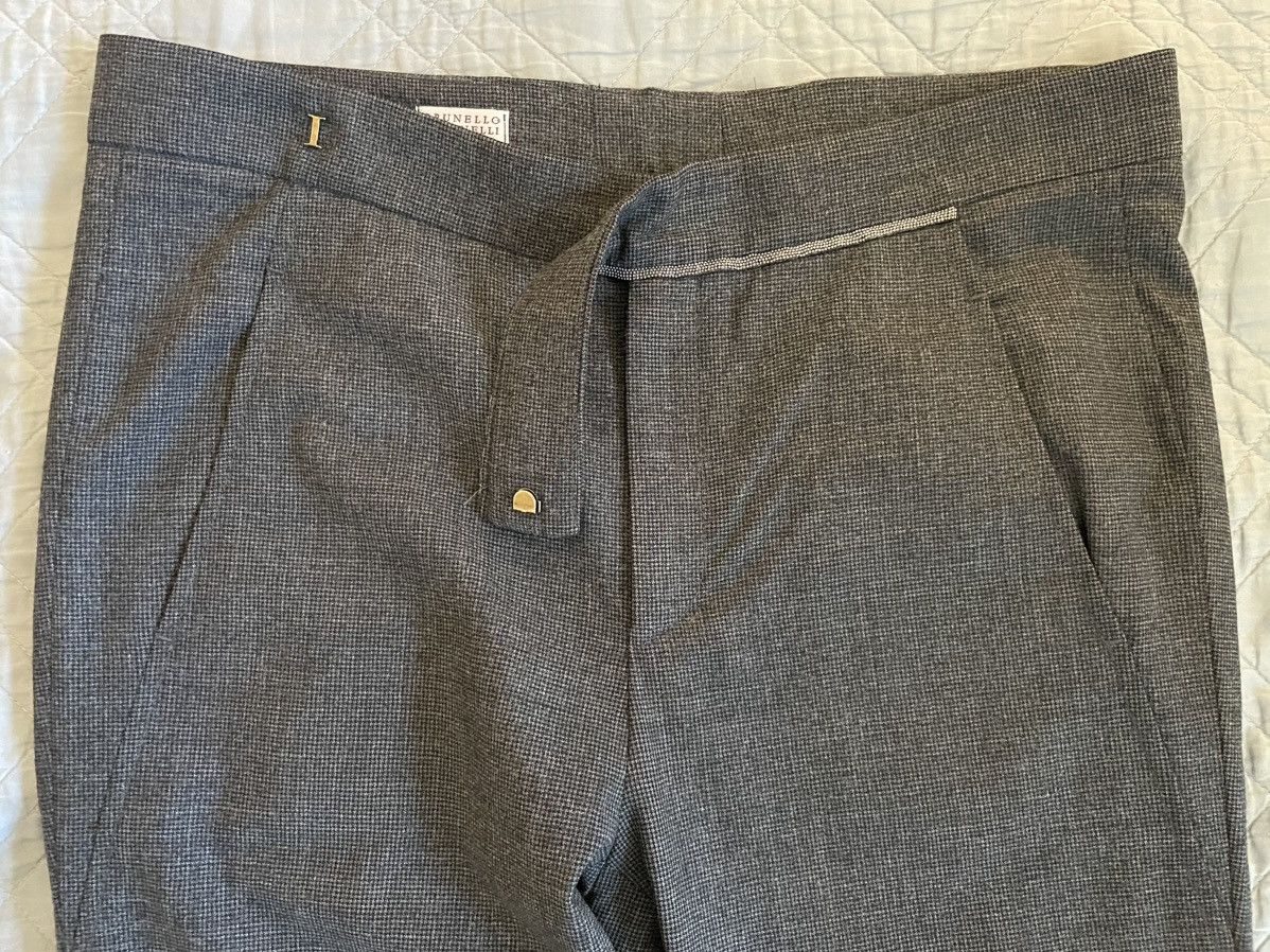 Brunello Cucinelli Monili Trim Micro Check Wool Ankle Pant Size 28" / US 6 / IT 42 - 5 Thumbnail