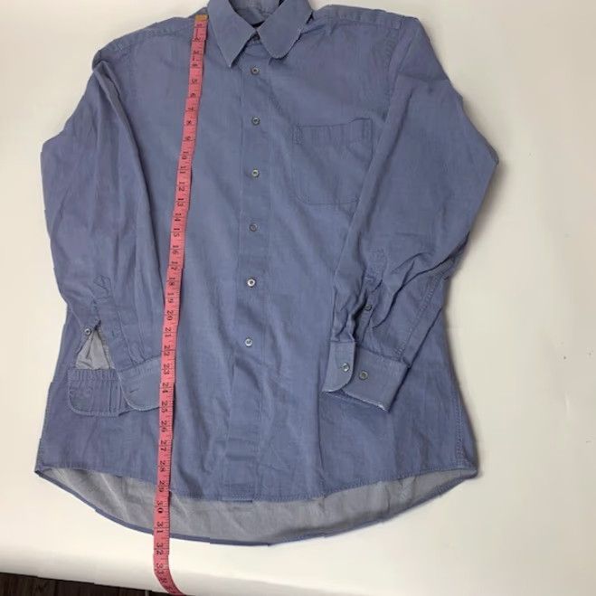 Hugo Boss VINTAGE HUGO BOSS Striped Button Down Long Sleeve Dress Shirt Mens 16 34/35 Pocket Blue Designer Size 42R - 5 Thumbnail
