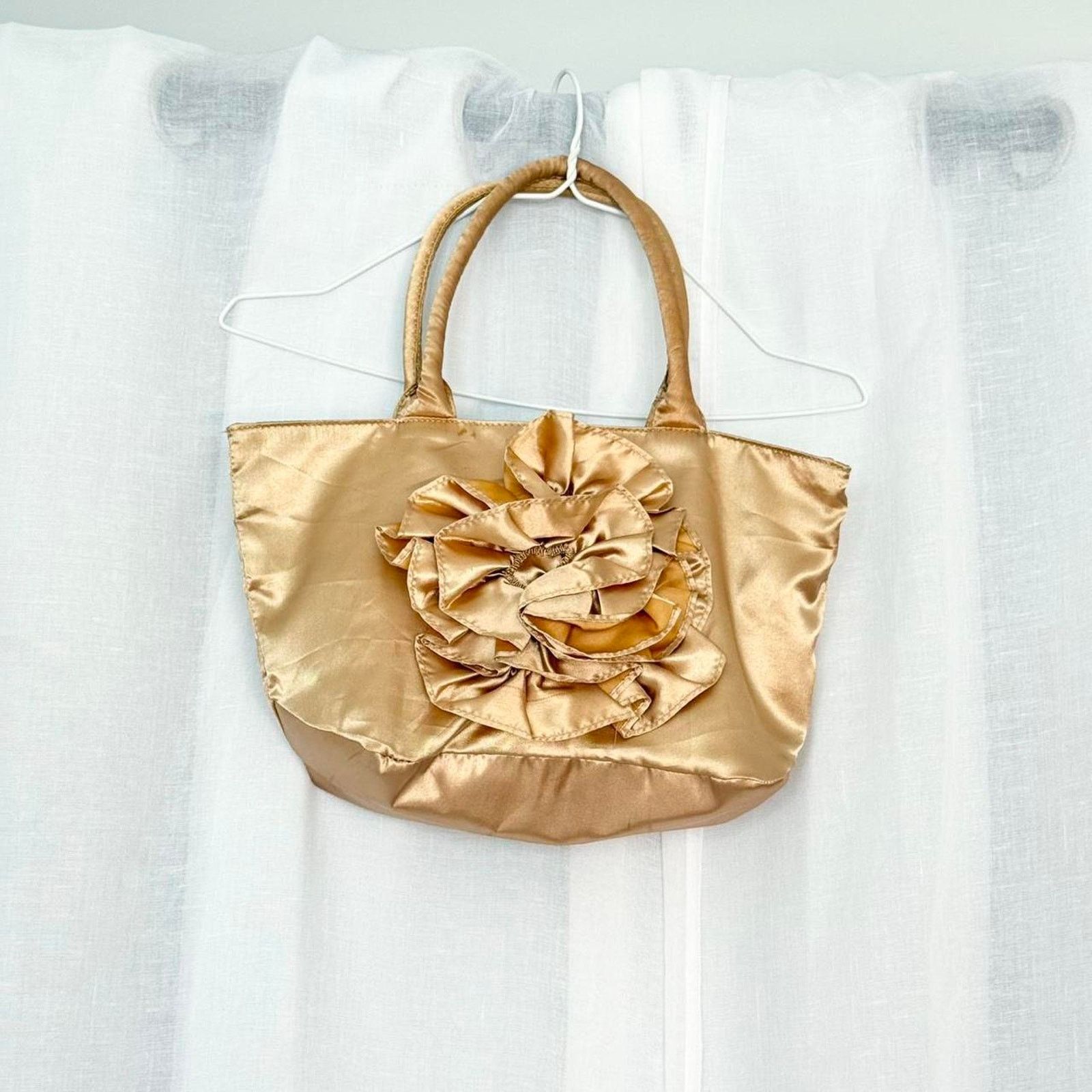 Vintage gold satin rosette mini tote/ shoulder bag Size ONE SIZE - 2 Thumbnail