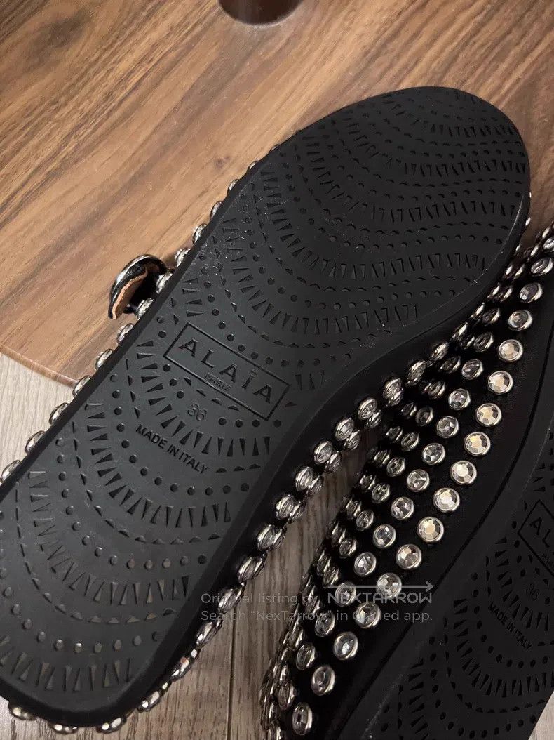 Alaia Alaia Black crystal embellished ladies ballet shoes Size US 5.5 / IT 35.5 - 3 Thumbnail