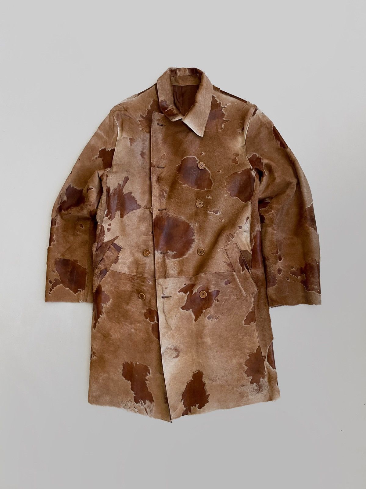 Archive double breasted leather coat/trench coat 90s