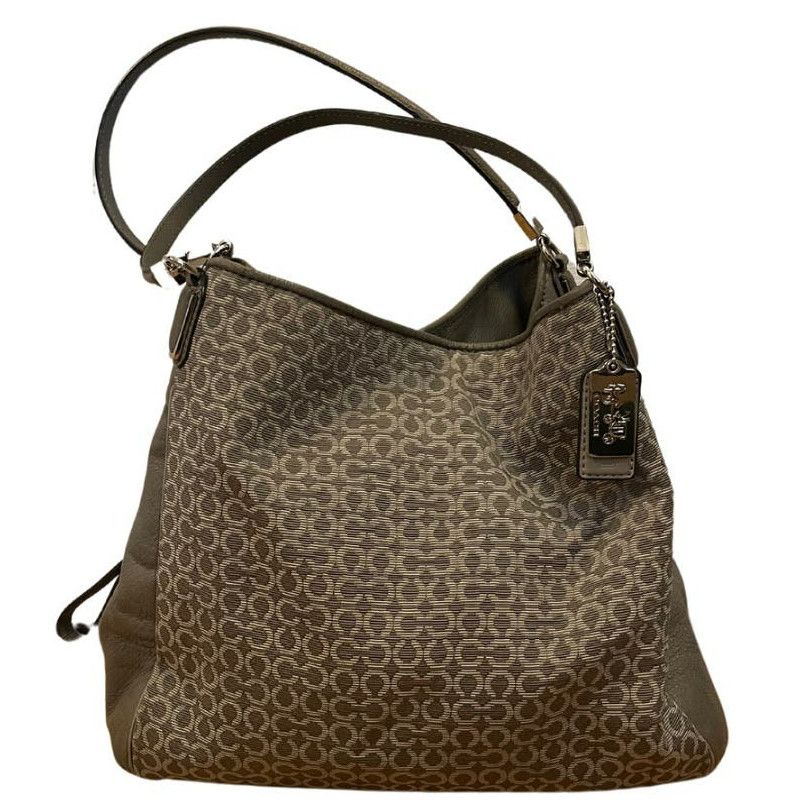 image of Coach Madison Phoebe Op Art Shoulder Bag in Grey, Women's
