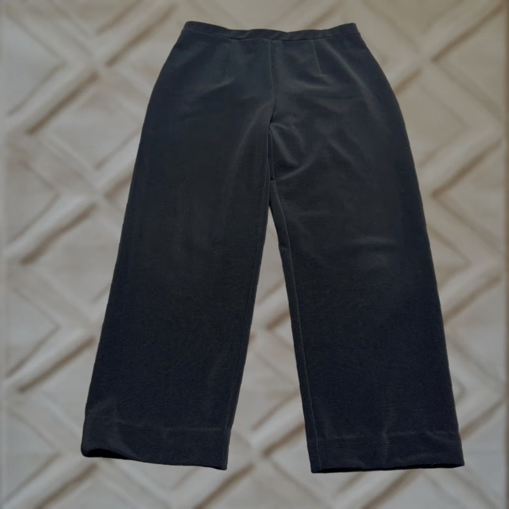JM Collection JM Collection Pants Womens 12P Black Velour Velvet Wide Leg Back Pull On Y2K Retro Womens Size 34" / US 12 / IT 48 - 1 Thumbnail