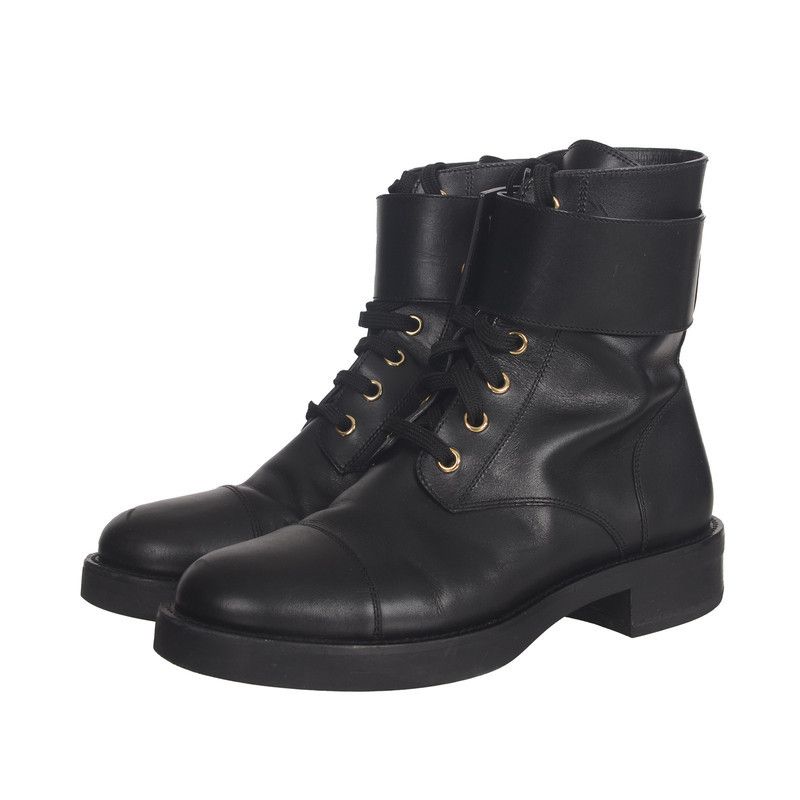 Louis Vuitton Louis Vuitton Lace-Up Black Short Boots 0079 Size US 6.5 / EU 39-40 - 1 Thumbnail