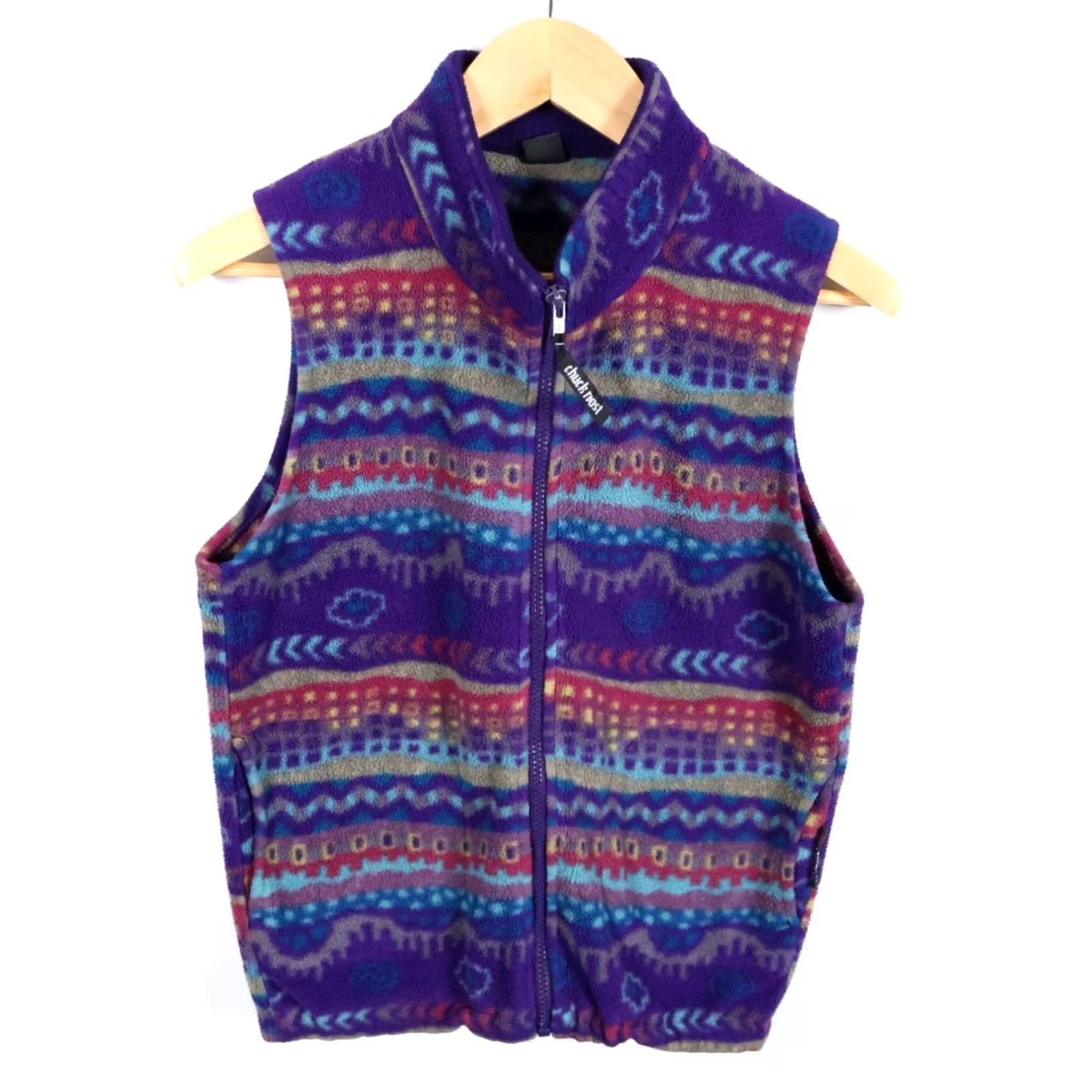 Vintage VINTAGE Chuck Roast Vest Women's 14 / Medium Purple Aztec Polartec VTG Geometric Zip Fleece Vest Women Size M / US 6-8 / IT 42-44 - 2 Thumbnail