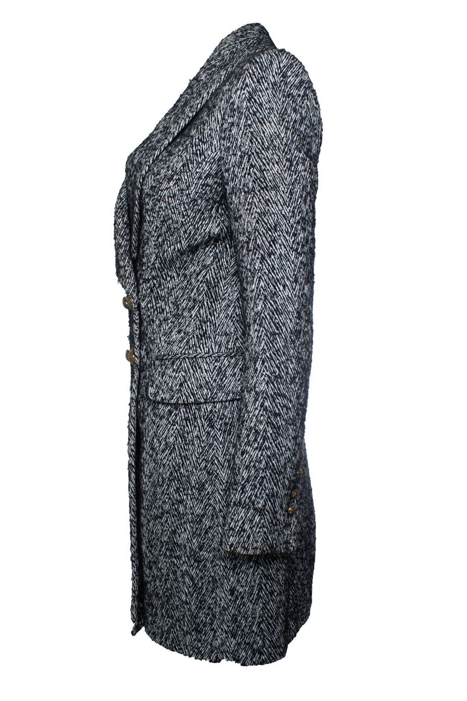 Balmain Balmain, black and white wool coat Size XS / US 0-2 / IT 36-38 - 2 Thumbnail