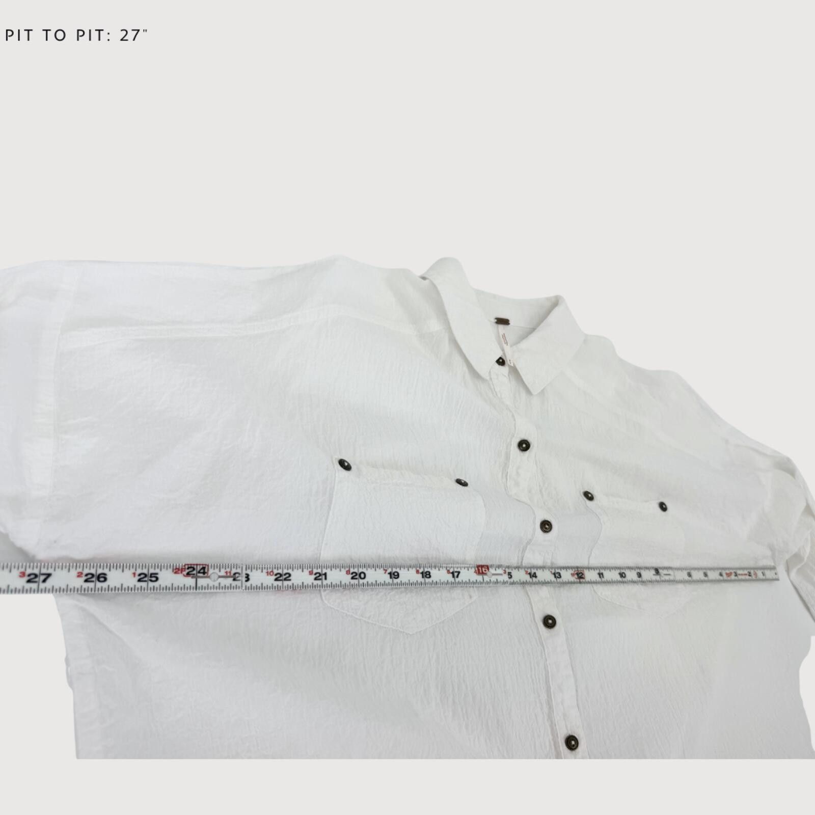 Free People Free People White Tunic Button Down Shirt Textured S Size S / US 4 / IT 40 - 7 Thumbnail