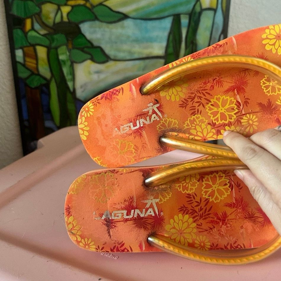 Other laguna orange hawaiian habiscus floral sandals shoes Size US 8 / IT 38 - 3 Thumbnail