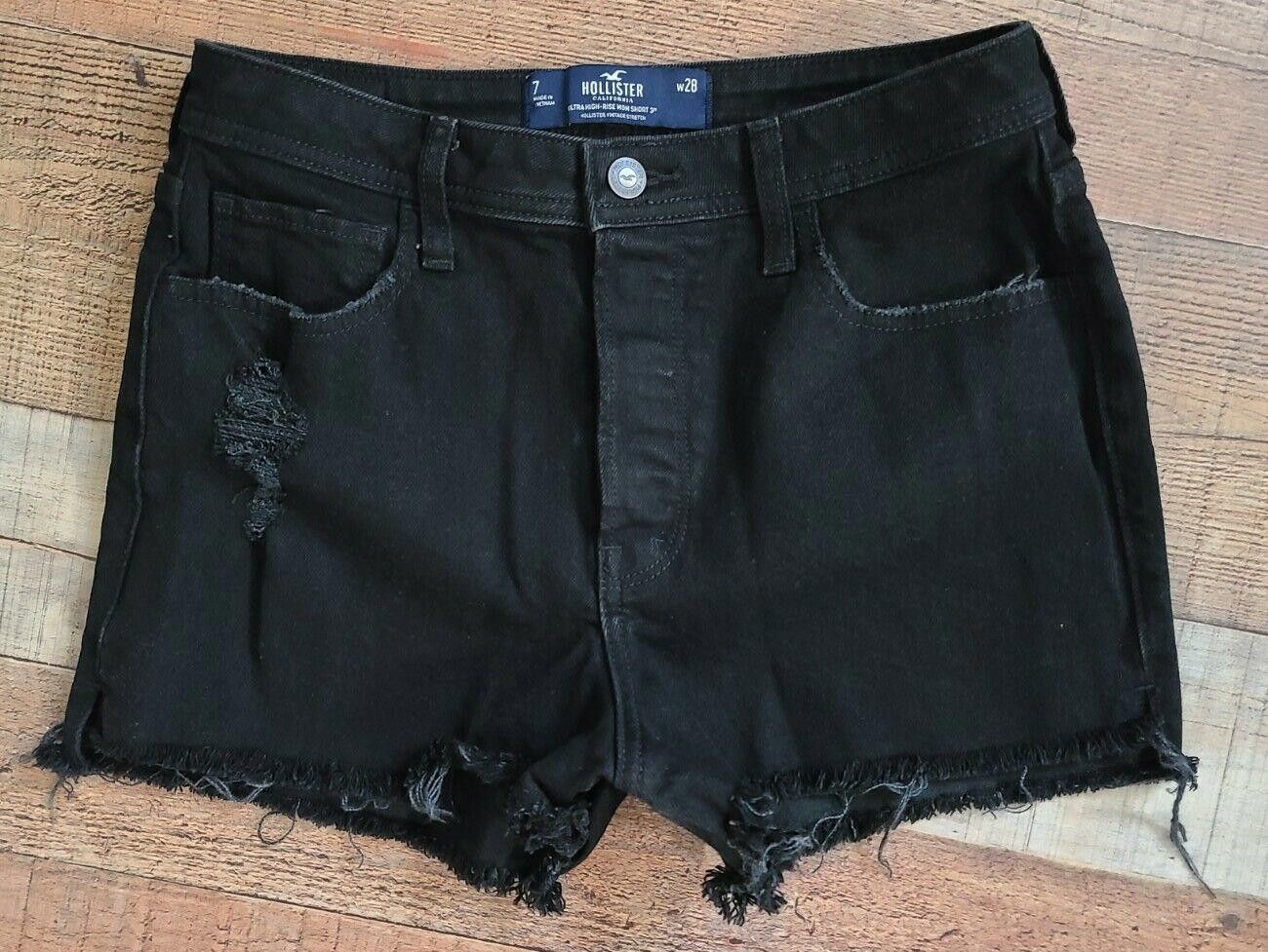 Designer Hollister Shorts 7 Black Cut Off High Rise 28 high waist mom Size 30" / US 8 / IT 44 - 1 Thumbnail