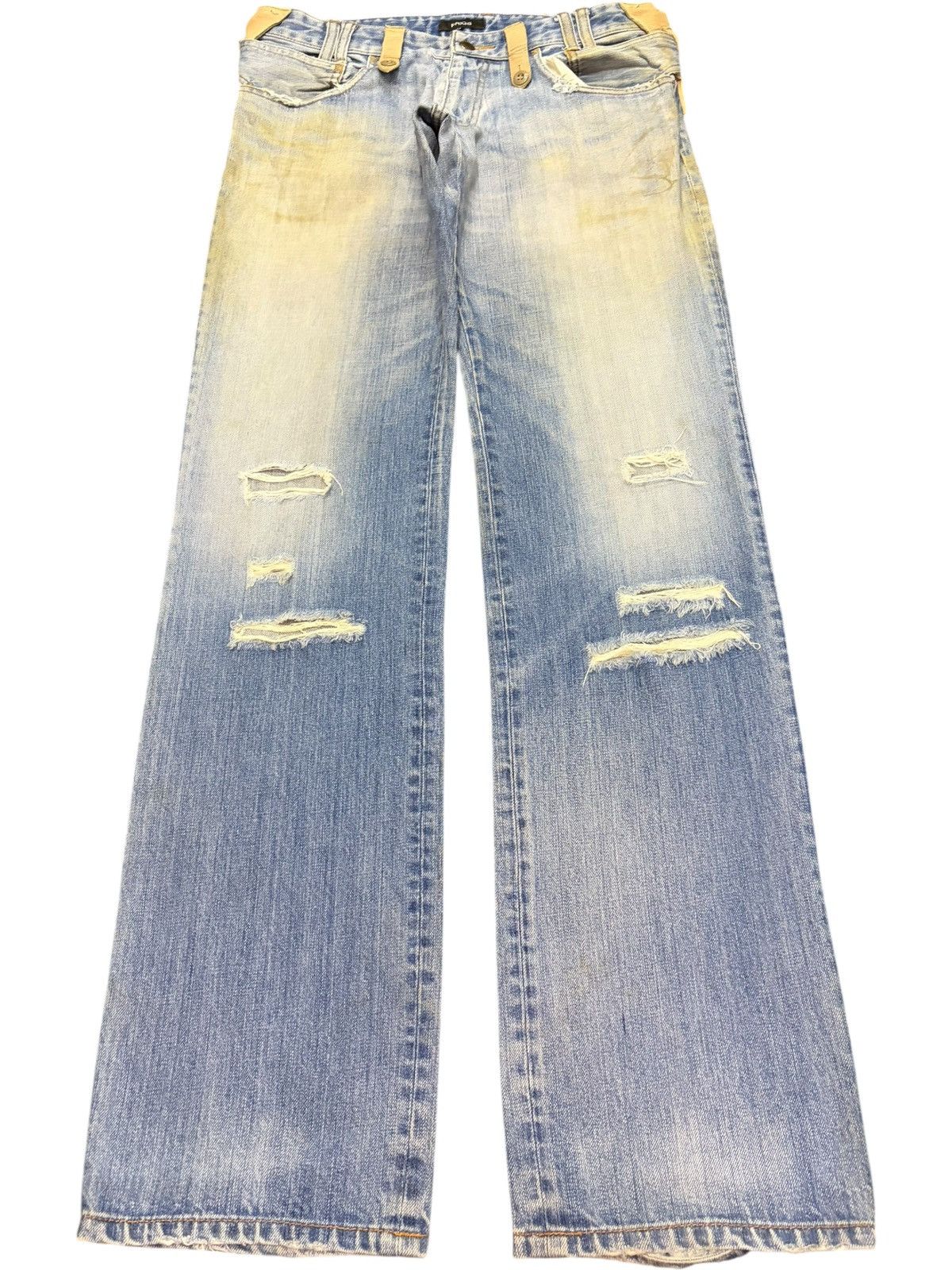 Acne Studios Prigs Side Waist Adjuster Mud Wash Distressed Jeans Size 32" / US 10 / IT 46 - 1 Thumbnail