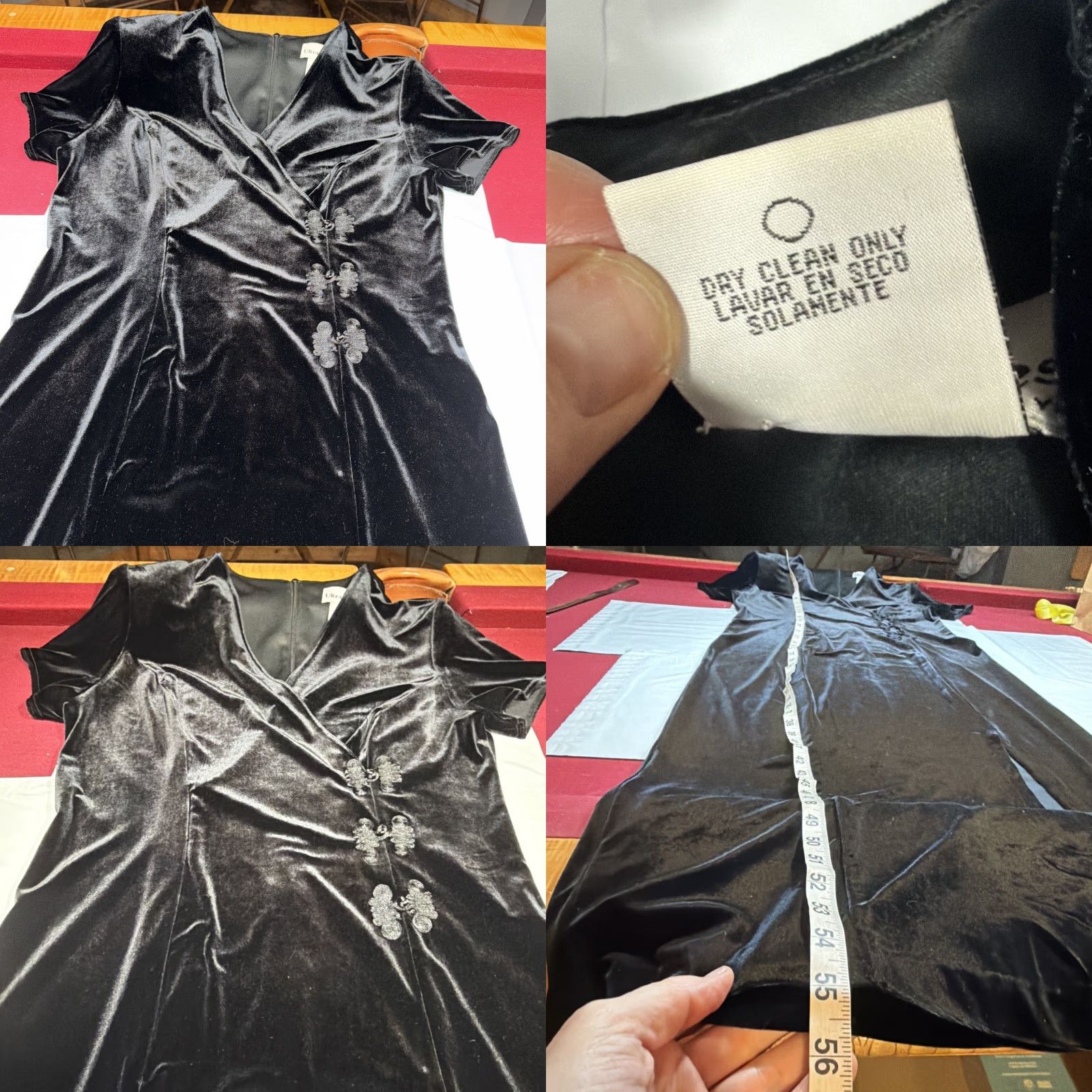 Velvet VINTAGE Black Velvet Gown Short Sleeve V-Neck Wrap Maxi Front Slit Women’s Size 14 Dresses Size 36" / US 14 / IT 50 - 8 Thumbnail