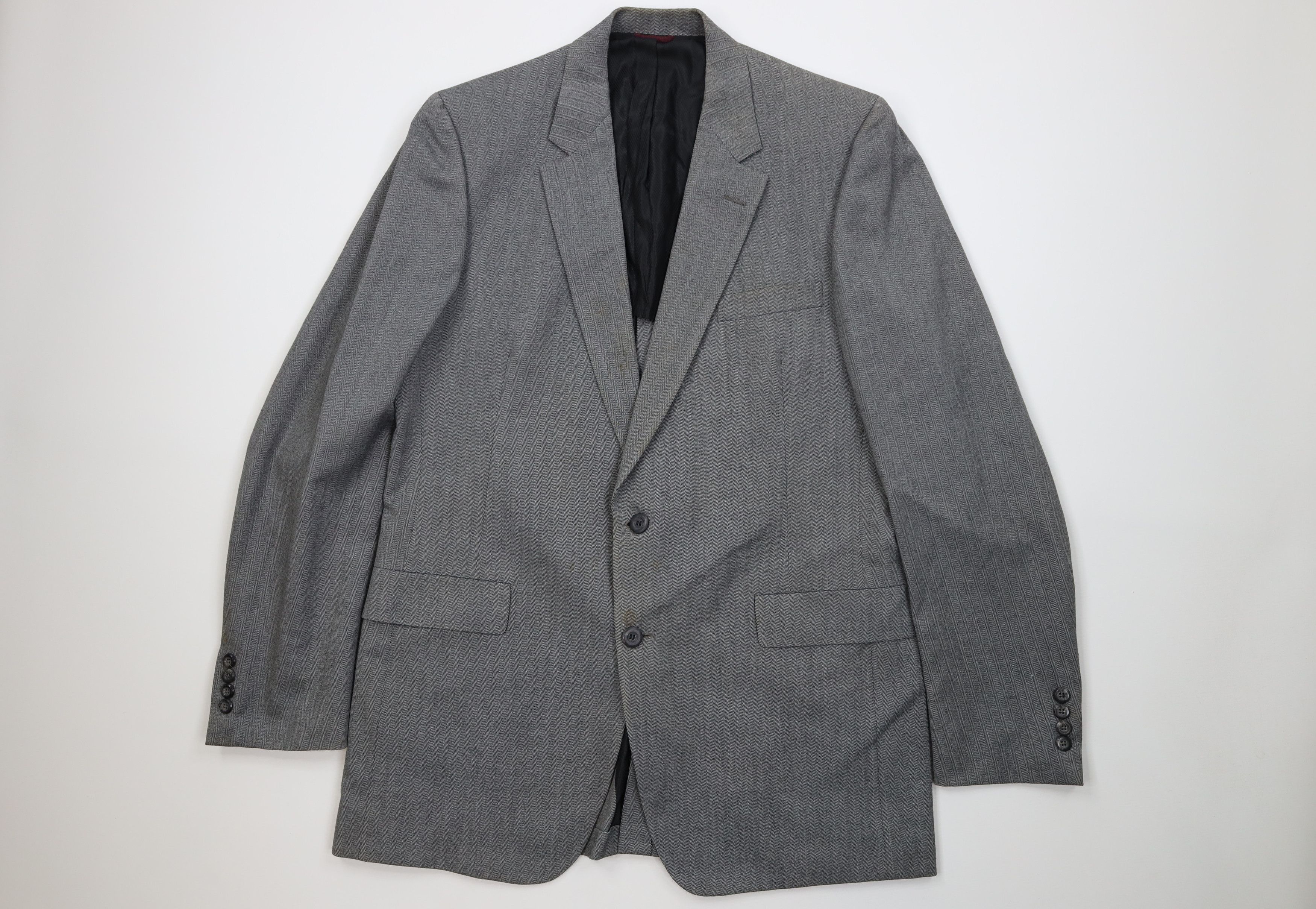 Vintage Vintage 70s Streetwear 2 Piece Wool Herringbone Suit Size 42L - 2 Thumbnail