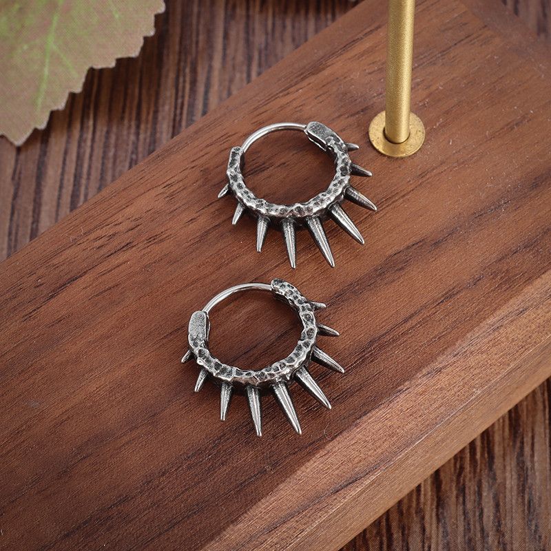 Jewelry Cool Geometric Spiked Hoop Earrings Size ONE SIZE - 2 Thumbnail