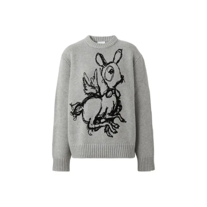 Burberry Burberry Gray Long Sleeve Sweater with Print 0079 Size L / US 10 / IT 46 - 1 Thumbnail