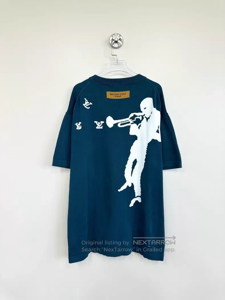 Louis Vuitton Louis Vuitton Navy Pied Piper knit logo short sleeves Size US L / EU 52-54 / 3 - 2 Thumbnail