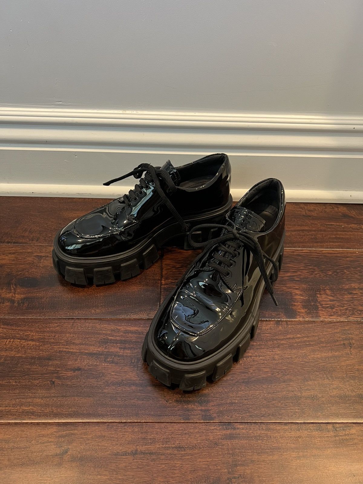 Prada Monolith Patent Leather Lace-up