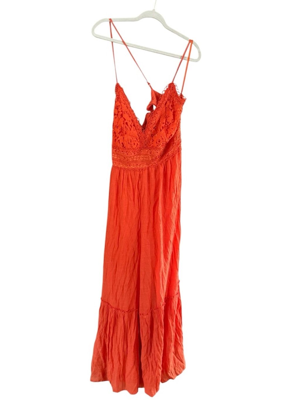 Fashion Nova Women's Fashion Nova Orange Crochet Halter Wide Leg Jumpsuit Size 34" / US 12 / IT 48 - 8 Thumbnail