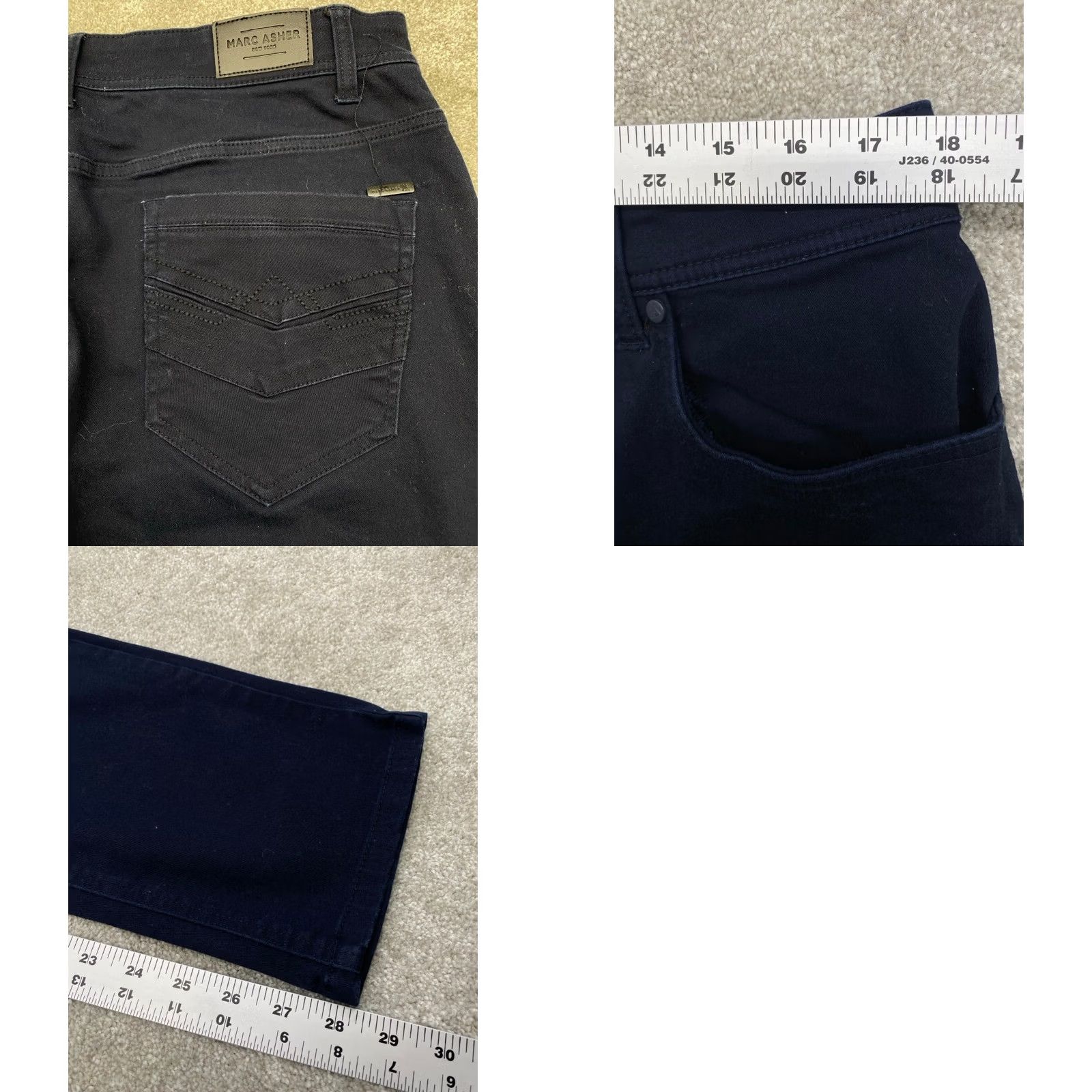 Marcs Marc Asher Men's Pants Slim Flat Front 36x30 Navy Blue Stretch Chino 5-Pocket 4658 Size US 36 / EU 52 - 8 Thumbnail
