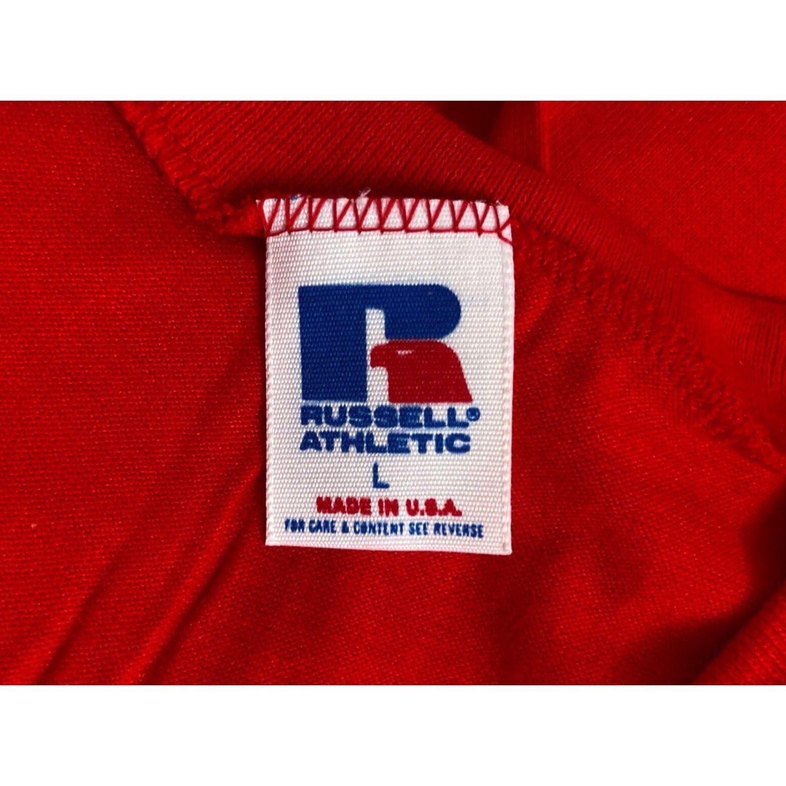 Russell Athletic VINTAGE Russell Athletic V-Neck T-Shirt Mens Large Deadstock NWOT 90s NOS Red Cotton Blend Short Sleeve 1990s Adult Mens Size US L / EU 52-54 / 3 - 4 Thumbnail