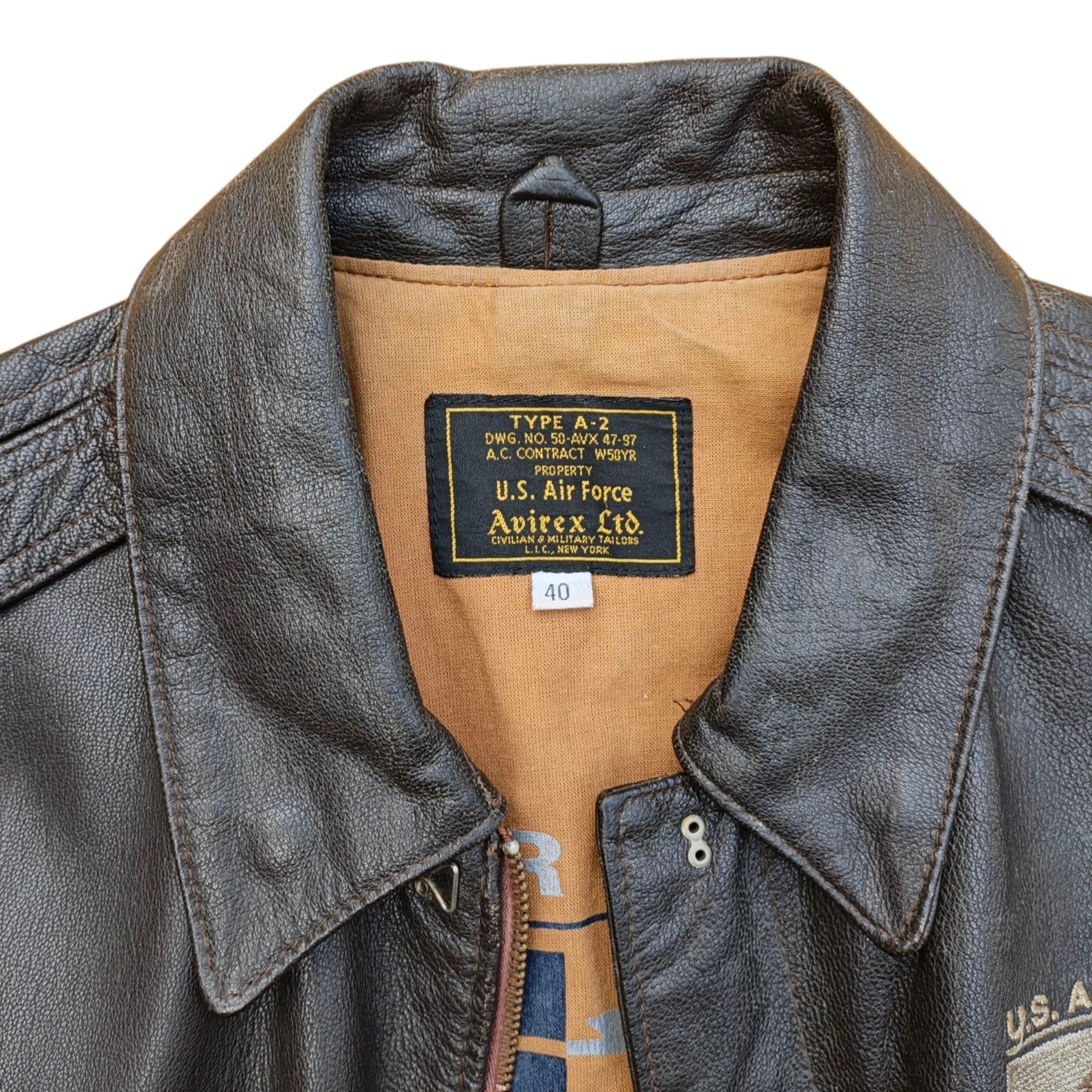 Avirex Avirex A-2 50th Aniversary Us Air Force Brown Leather Jacket Size US L / EU 52-54 / 3 - 3 Thumbnail