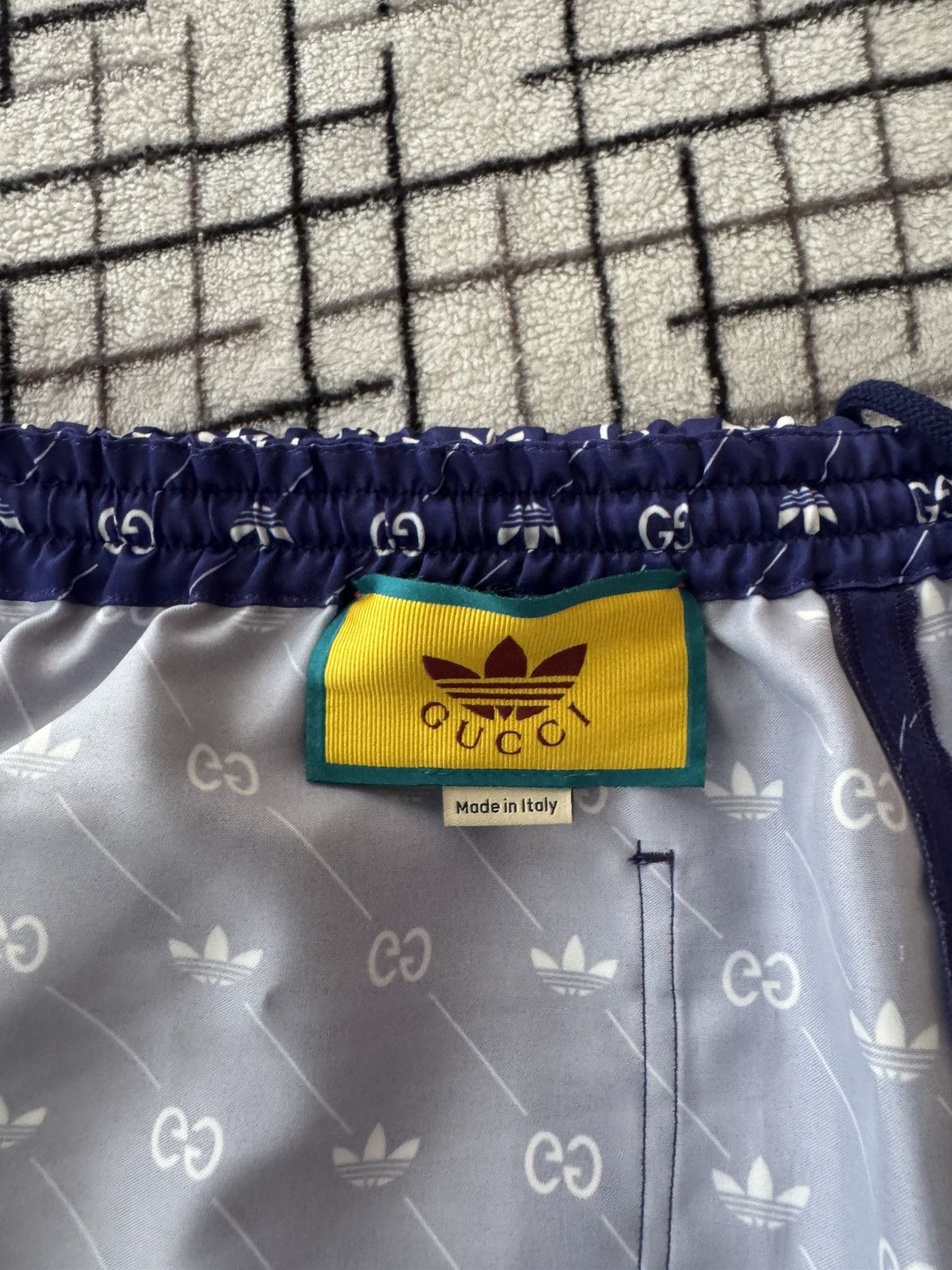 Adidas × Gucci Adidas x Gucci Shorts Blue GG Monogram Trefoil Logo Limited Size US 36 / EU 52 - 6 Thumbnail
