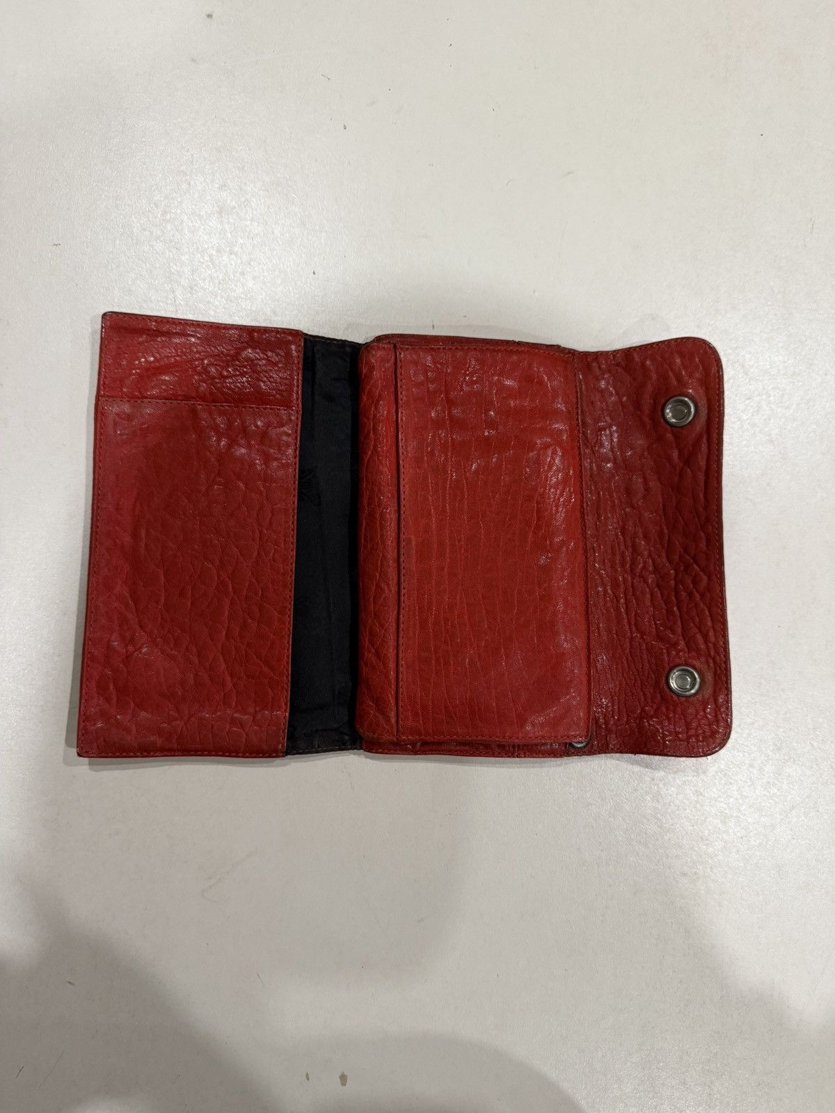 Chrome Hearts Chrome Hearts Wave Wallet Red Leather Silver Cross Snaps 925 Size ONE SIZE - 14 Thumbnail