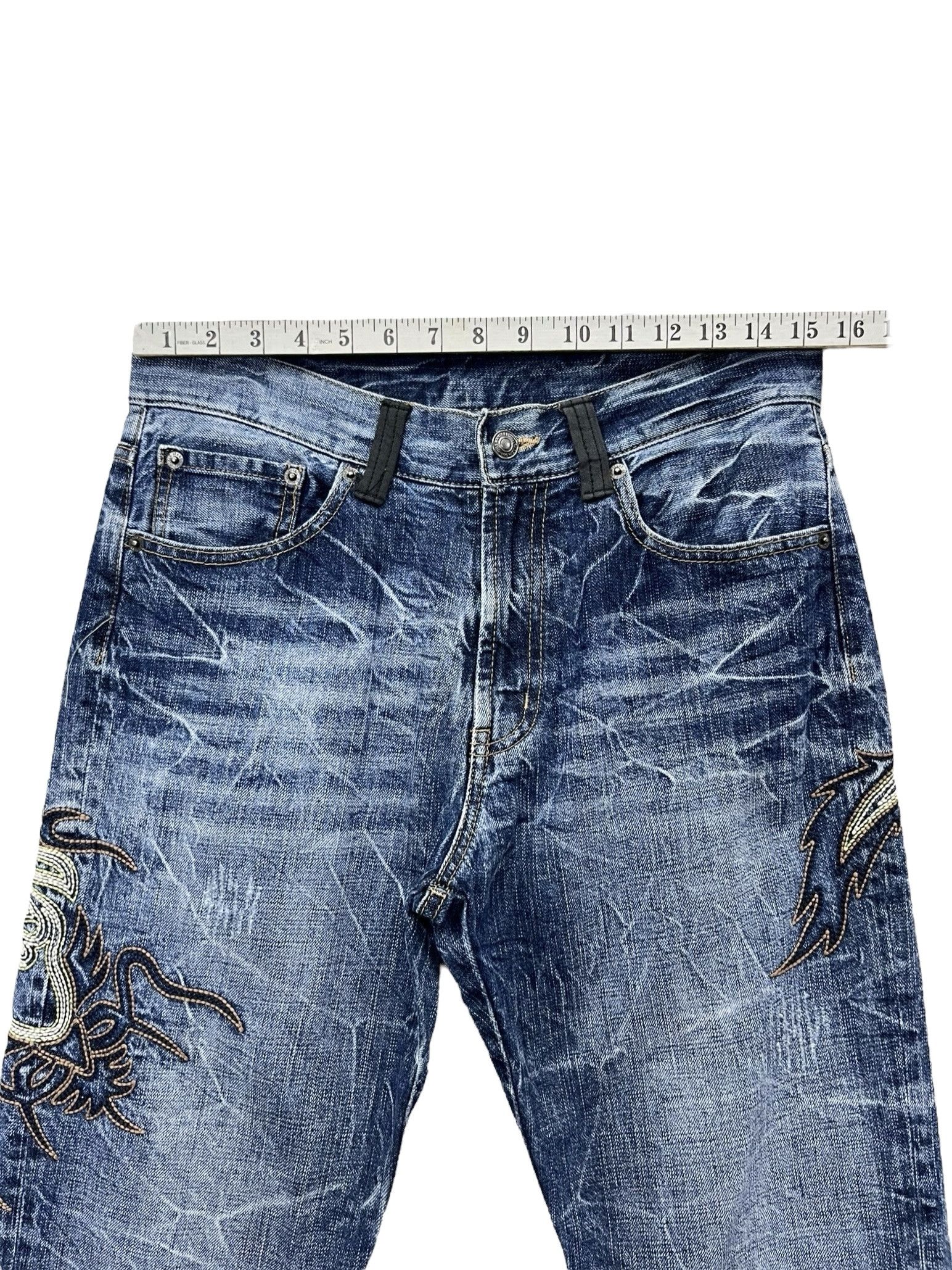 Tribal Streetwear Vintage Punk Tribal Embroidery Tattoo Studded Clawmark Flare Size US 31 - 13 Thumbnail