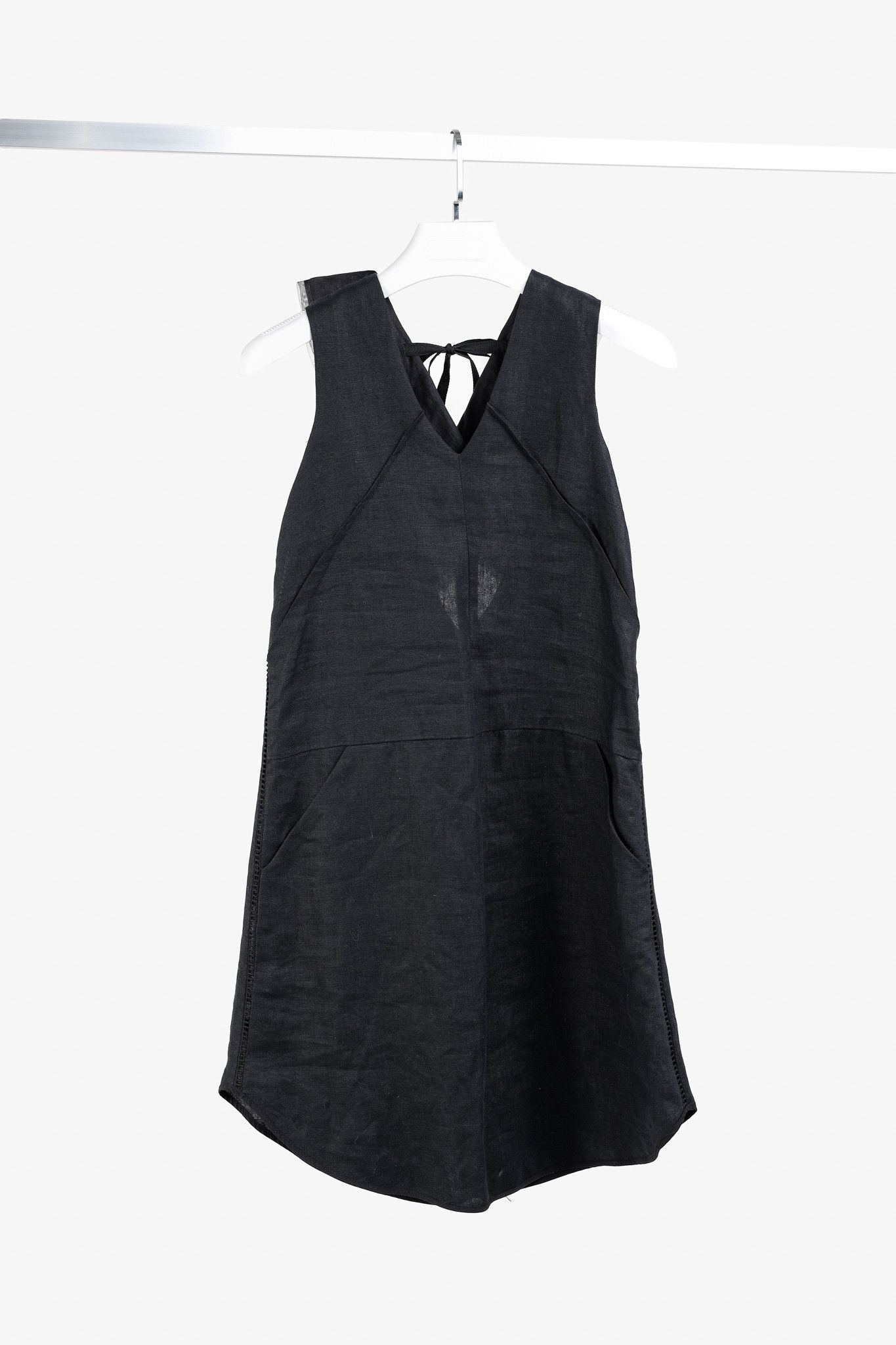 Other Denis Gagnon Ruffle Back Sleeveless Black Linen Dress Size S / US 4 / IT 40 - 1 Thumbnail