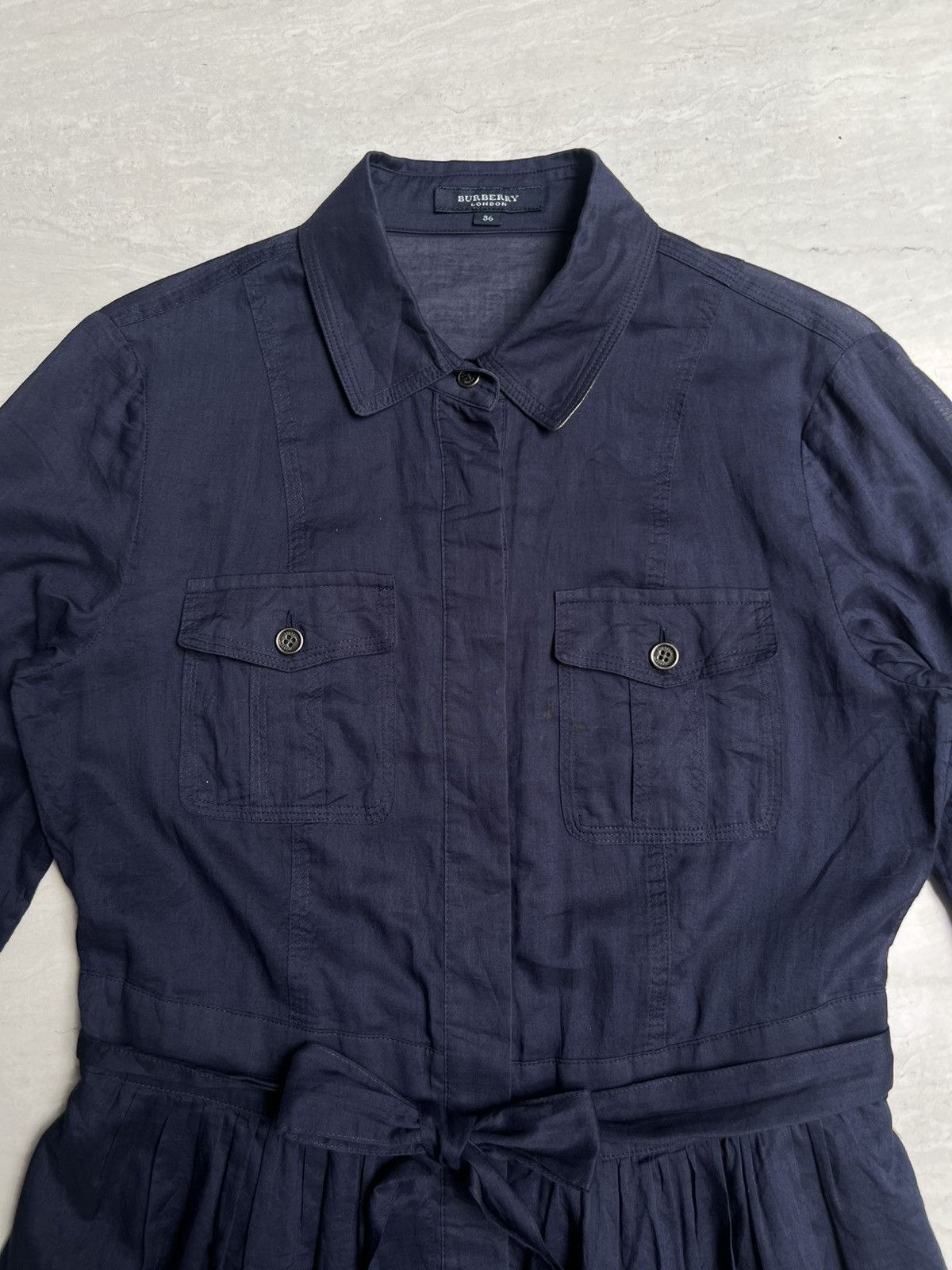 Burberry Burberry London Navy Shirt Dress Size XS / US 0-2 / IT 36-38 - 13 Thumbnail