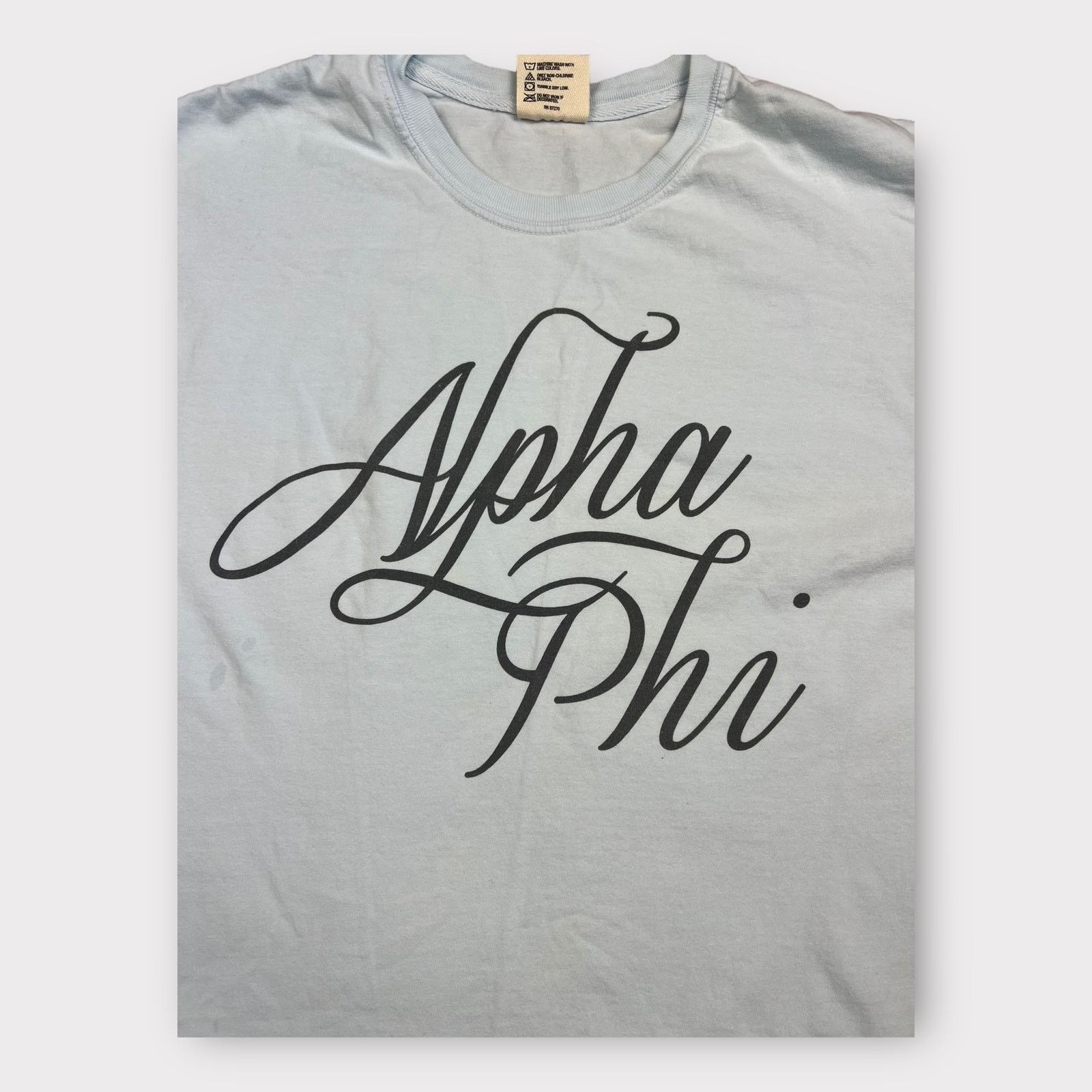Target Basics Alpha Phi | Baby Blue Graphic Sorority T-Shirt | Medium Size M / US 6-8 / IT 42-44 - 2 Thumbnail