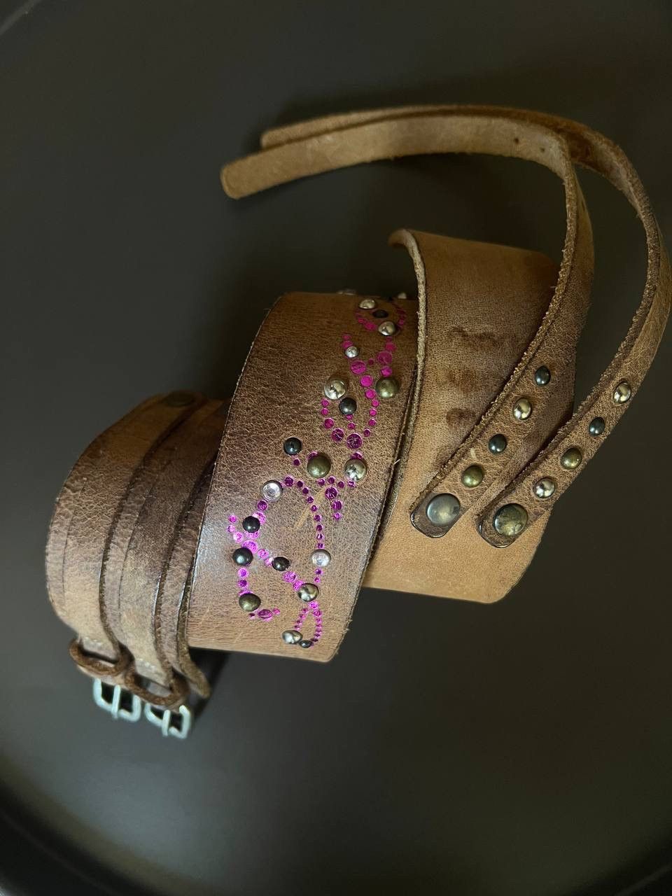 Diesel × Vintage Vintage Diesel western double cowboy rhinestone leather belt Size ONE SIZE - 3 Thumbnail