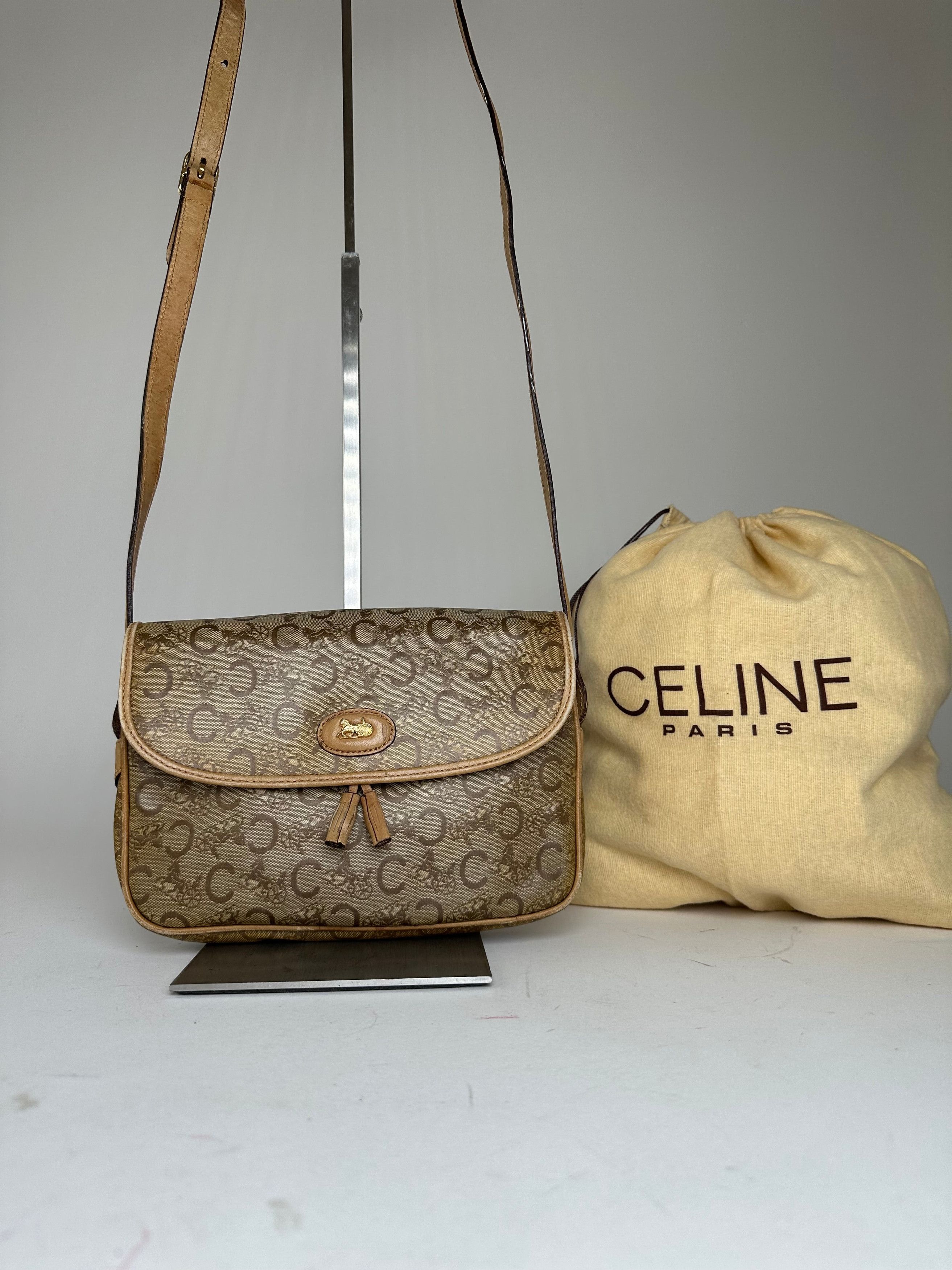 Celine Vintage Paris C Macadam Monogram Coated Canvas Shoulder Bag Size ONE SIZE - 1 Thumbnail