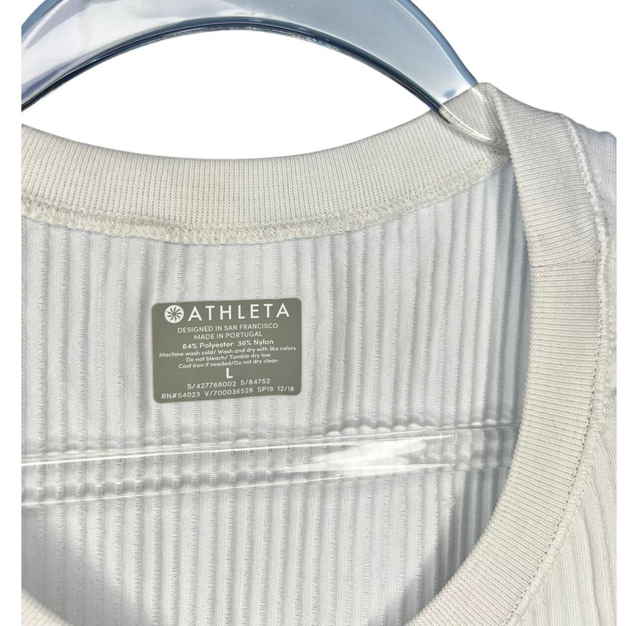 Athleta Athleta White Ribbed Active Tank Size L Workout Athleisure Size L / US 10 / IT 46 - 4 Thumbnail