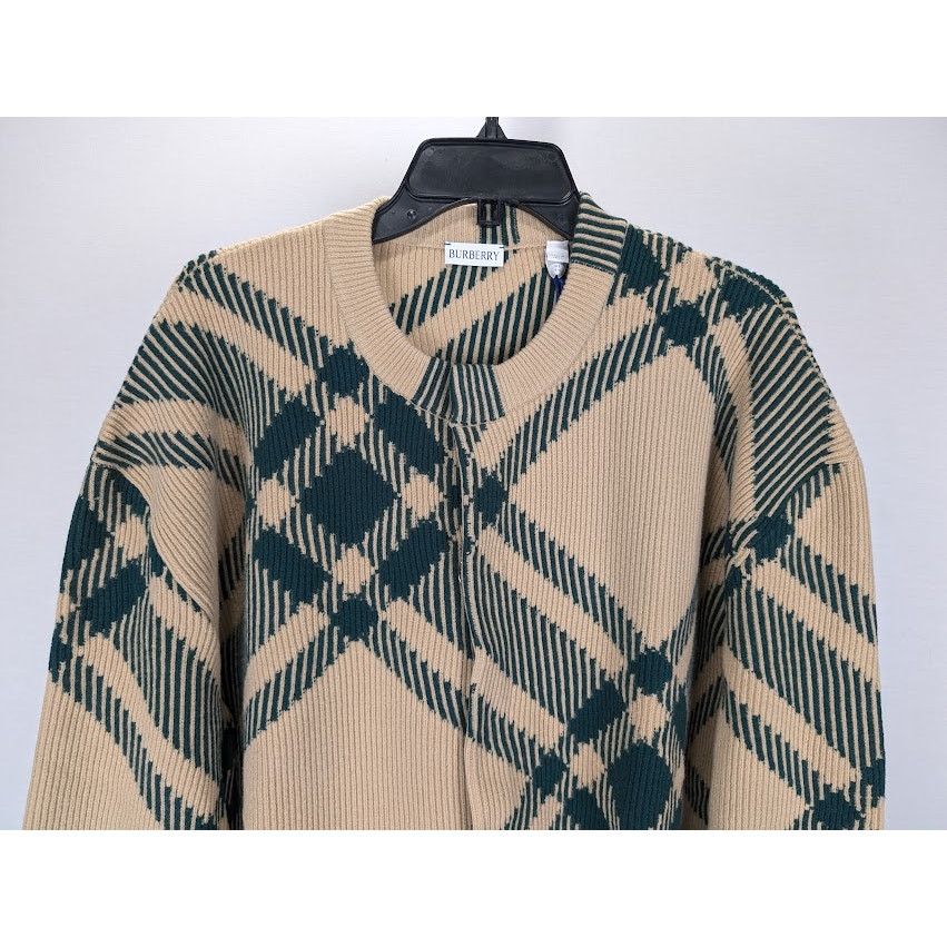 Burberry o1rshd1 Checked Cardigan in Beige/Green Size US XL / EU 56 / 4 - 4 Thumbnail
